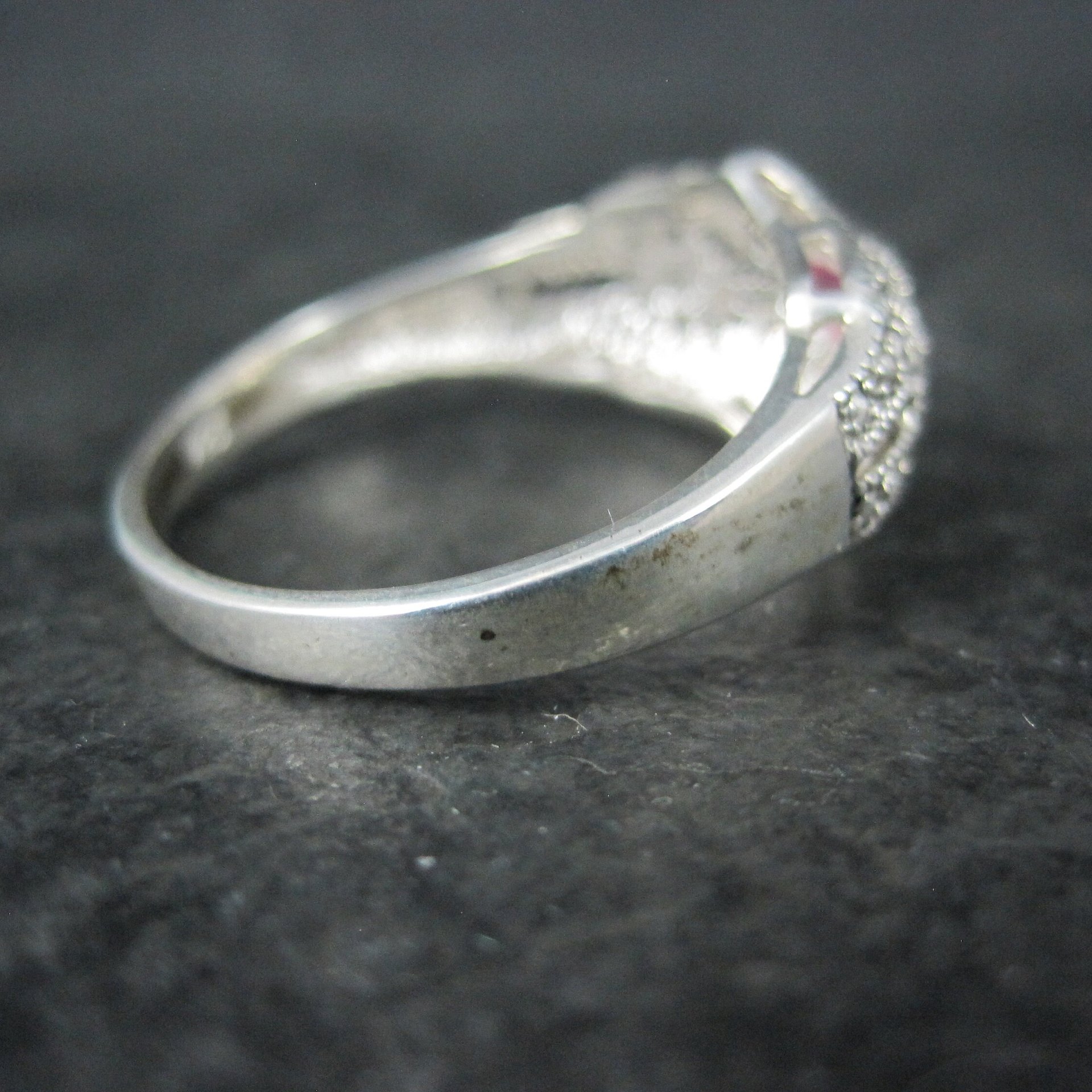 Vintage Sterling Filigree Ruby Ring Size 10
