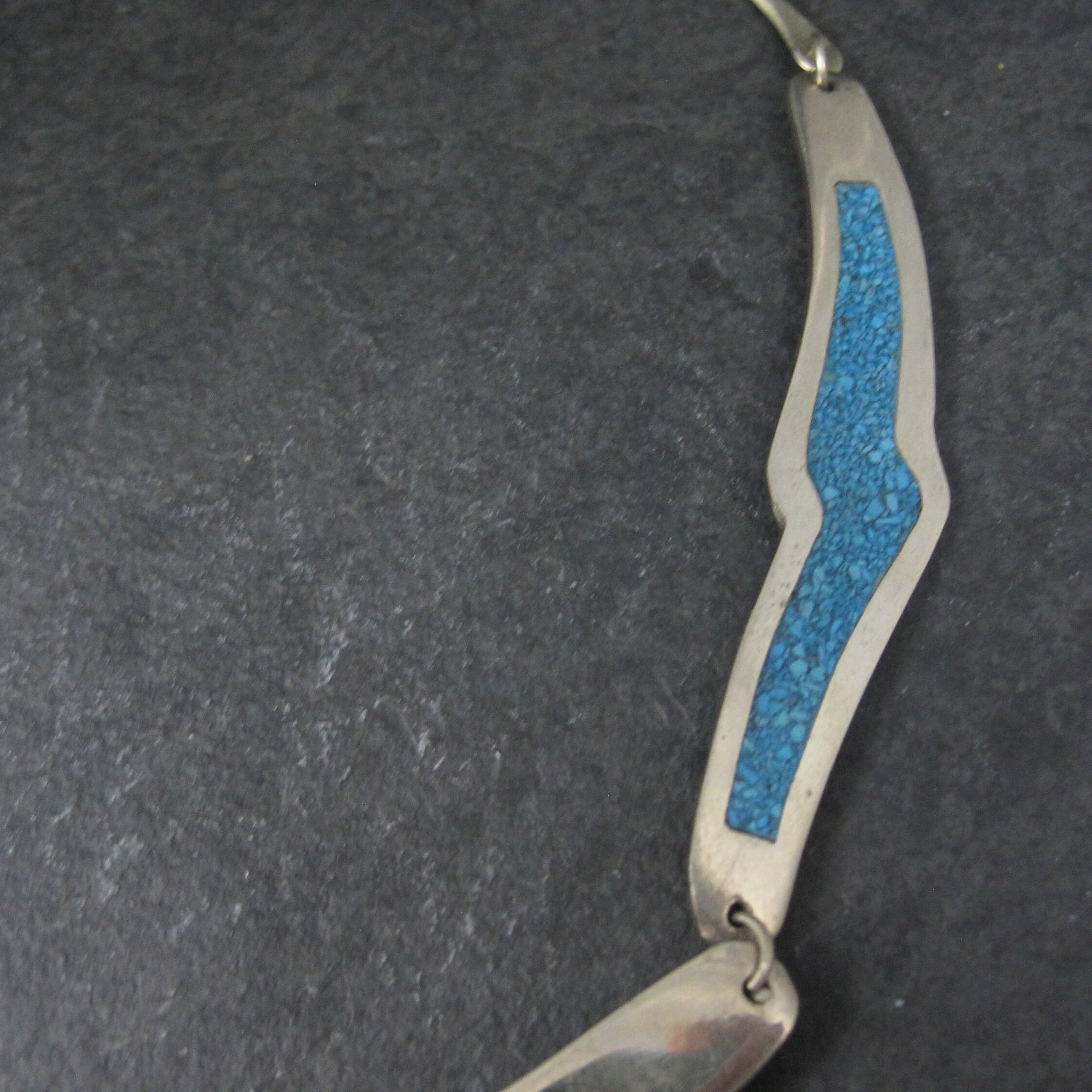Vintage Mexican Alpaca Inlay Necklace