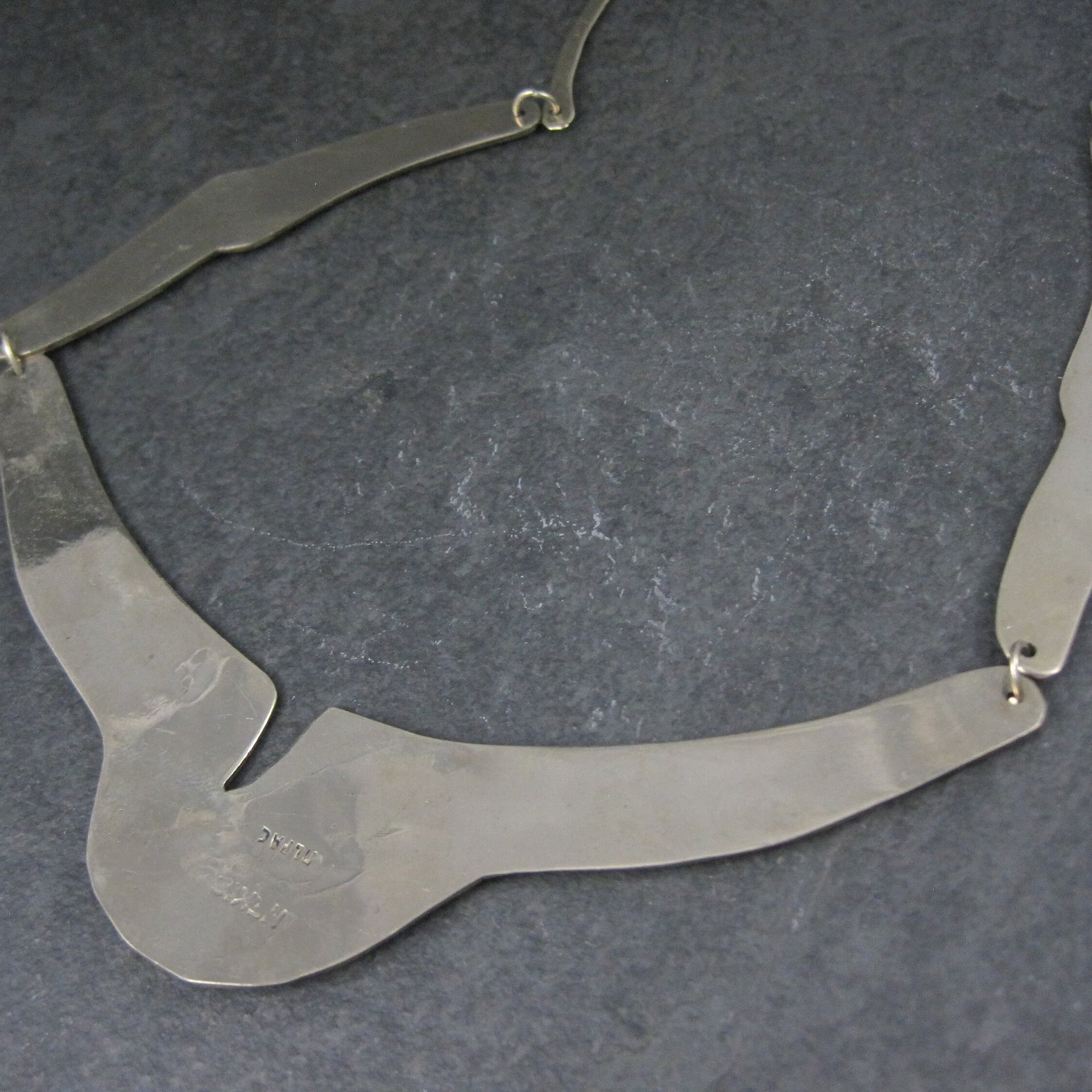 Vintage Mexican Alpaca Inlay Necklace