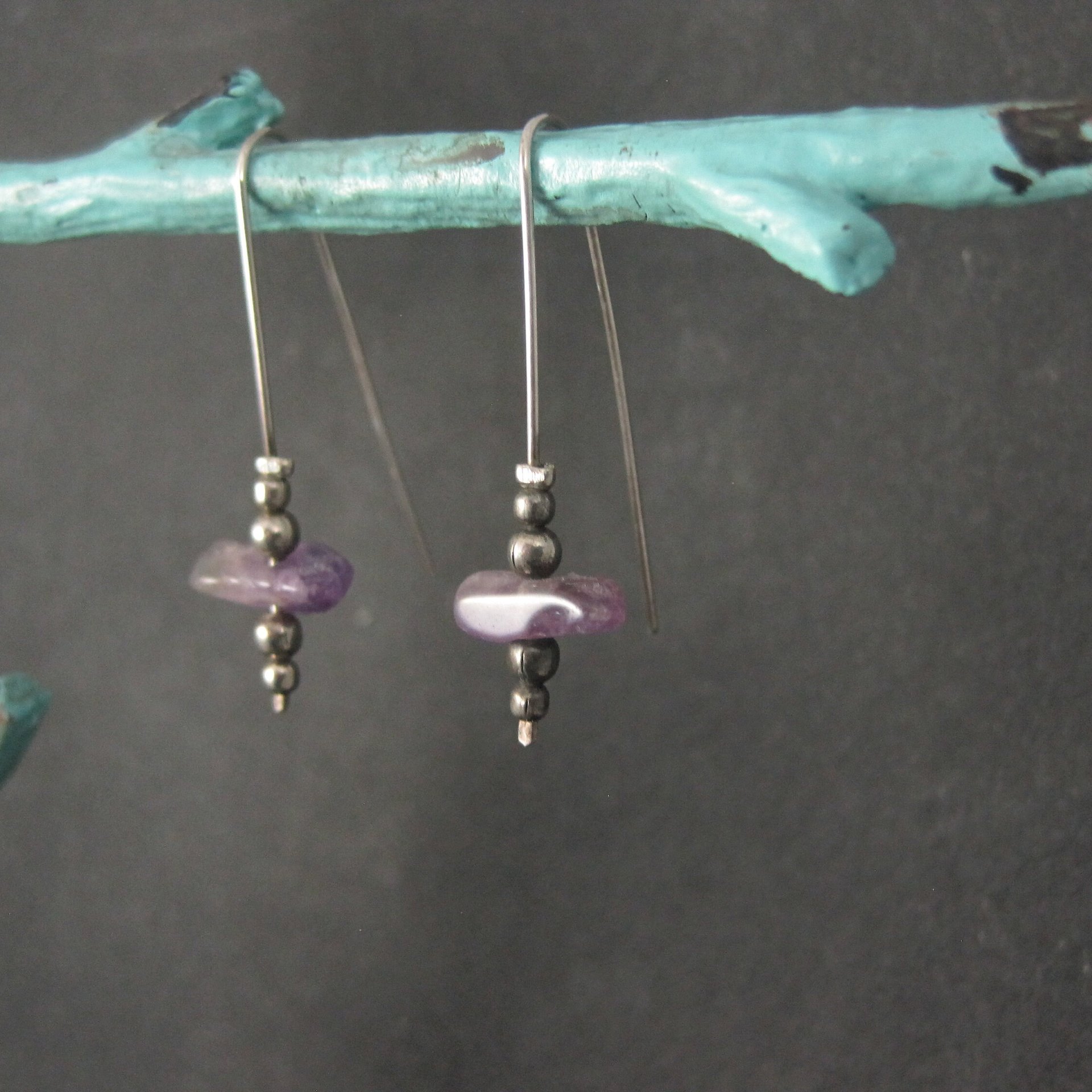 Vintage Sterling Amethyst Earrings