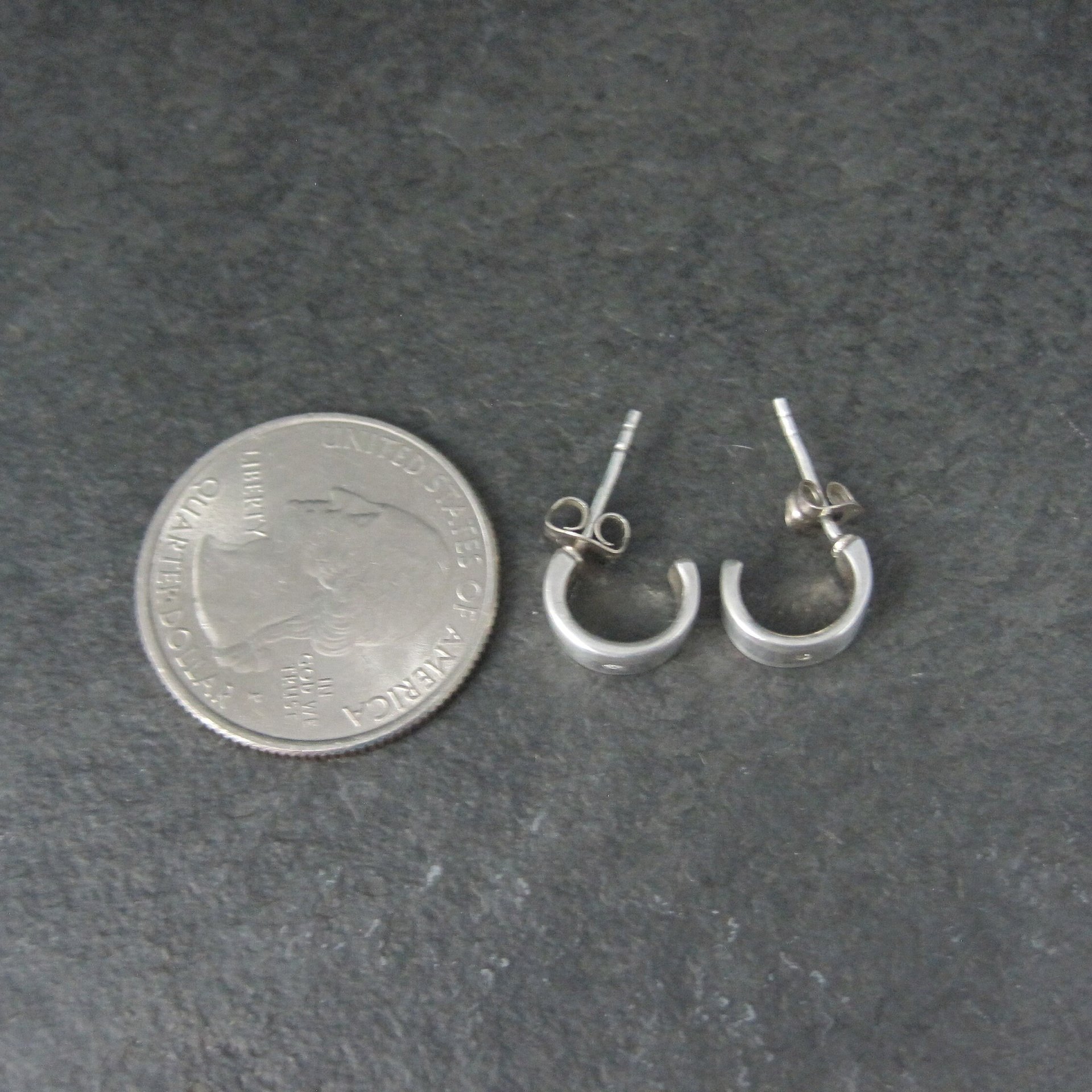 Tiny Sterling Diamond Half Hoop Earrings
