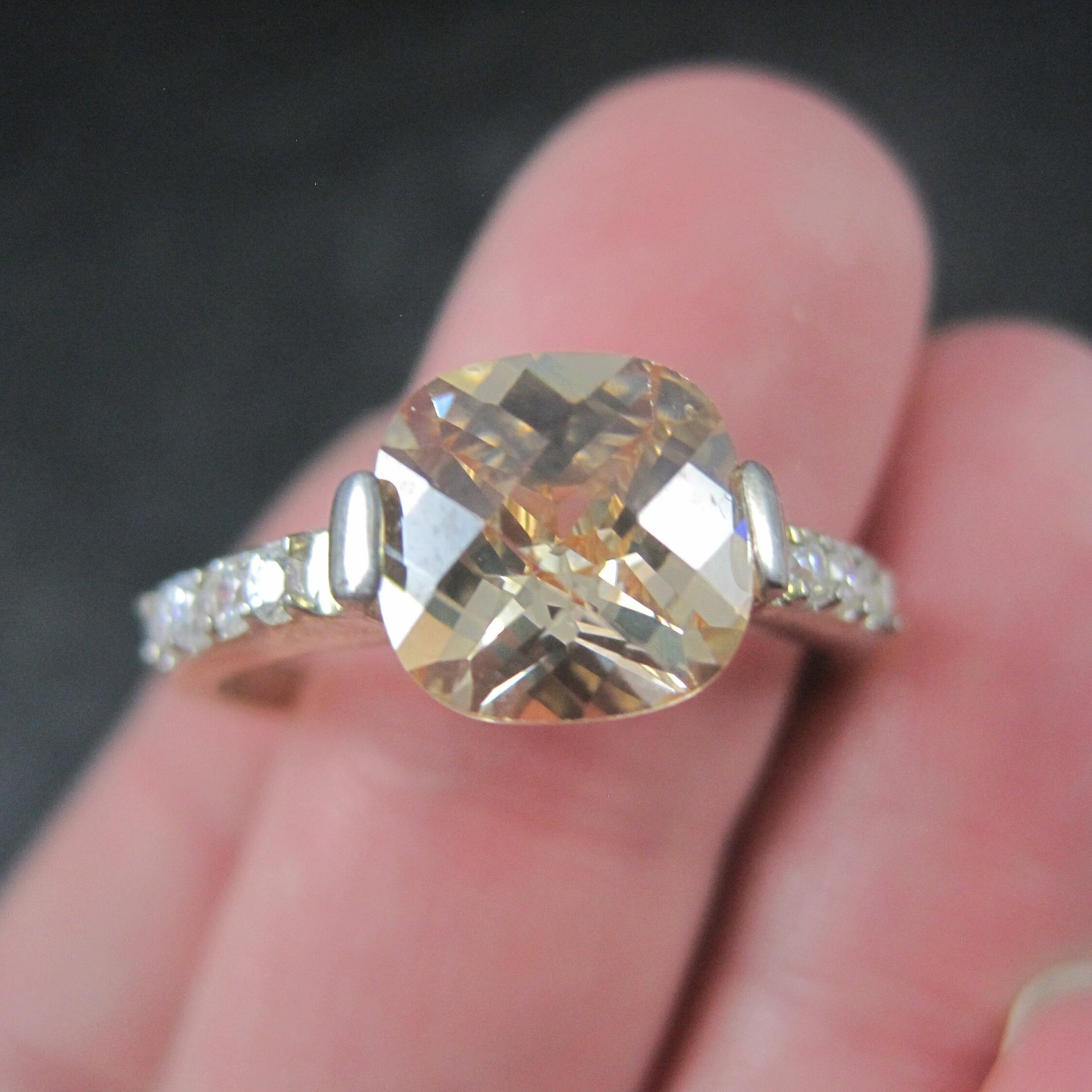 Vintage Sterling Cz Cocktail Ring Size 11