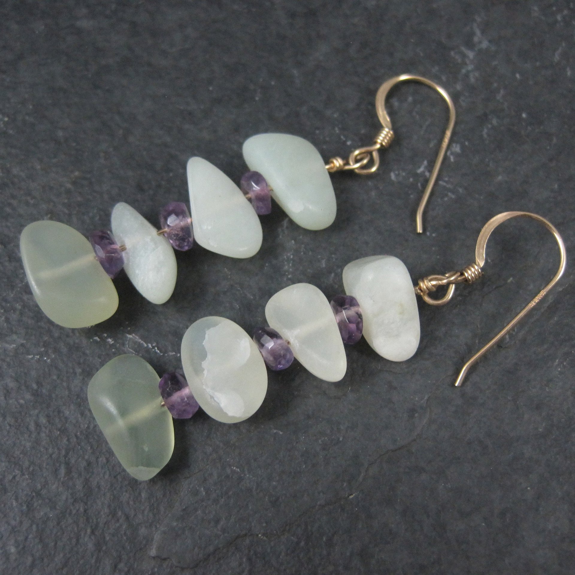 Long Vintage Quartz Amethyst Earrings