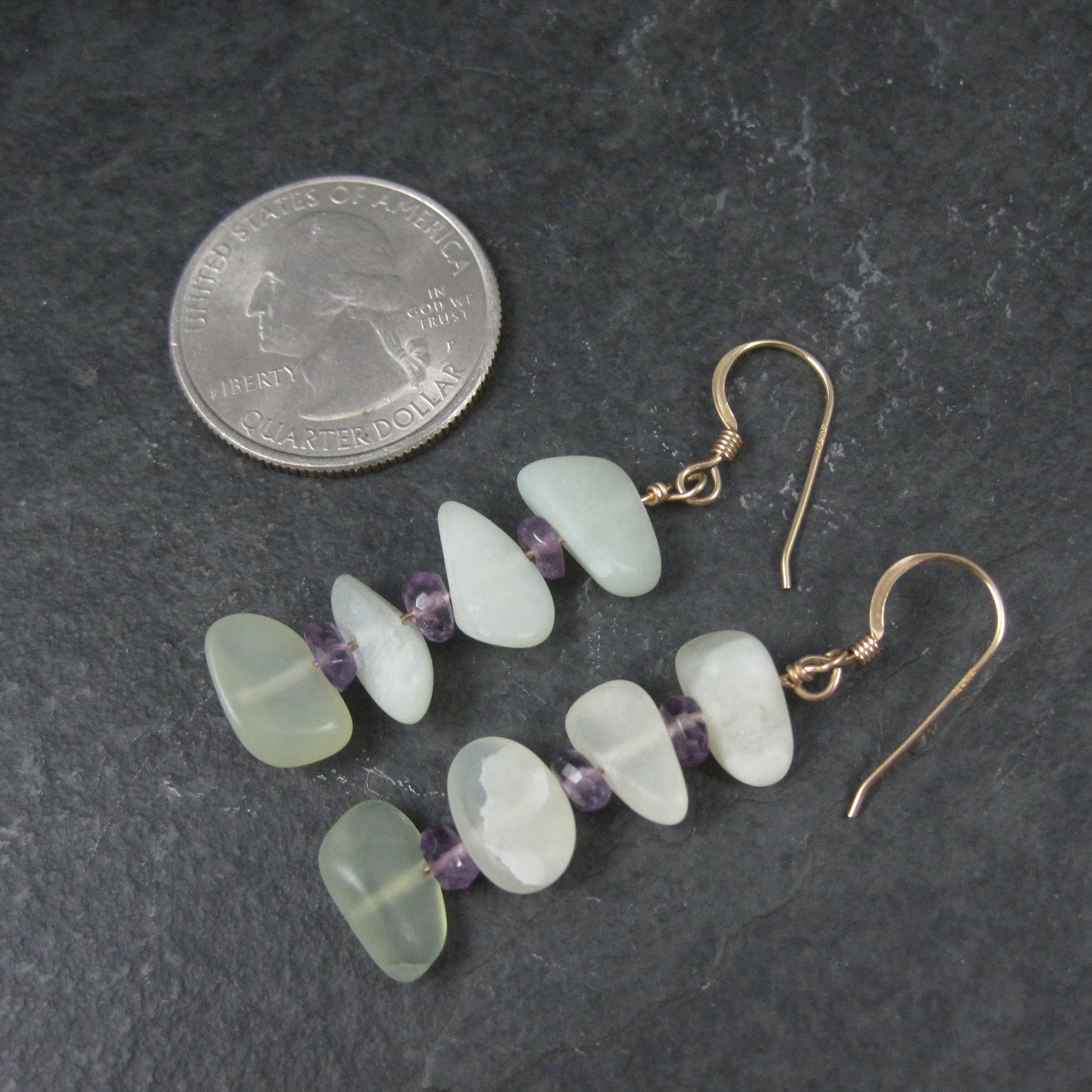 Long Vintage Quartz Amethyst Earrings