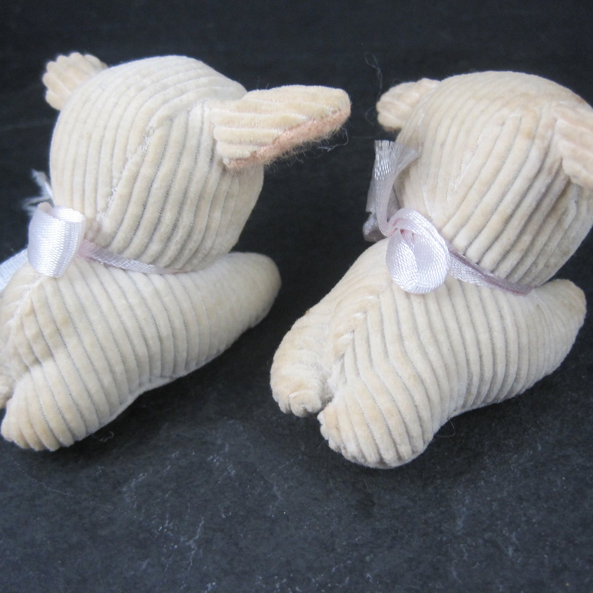 Vintage 2 Tiny Corduroy Lambs Cotton & Cellulose