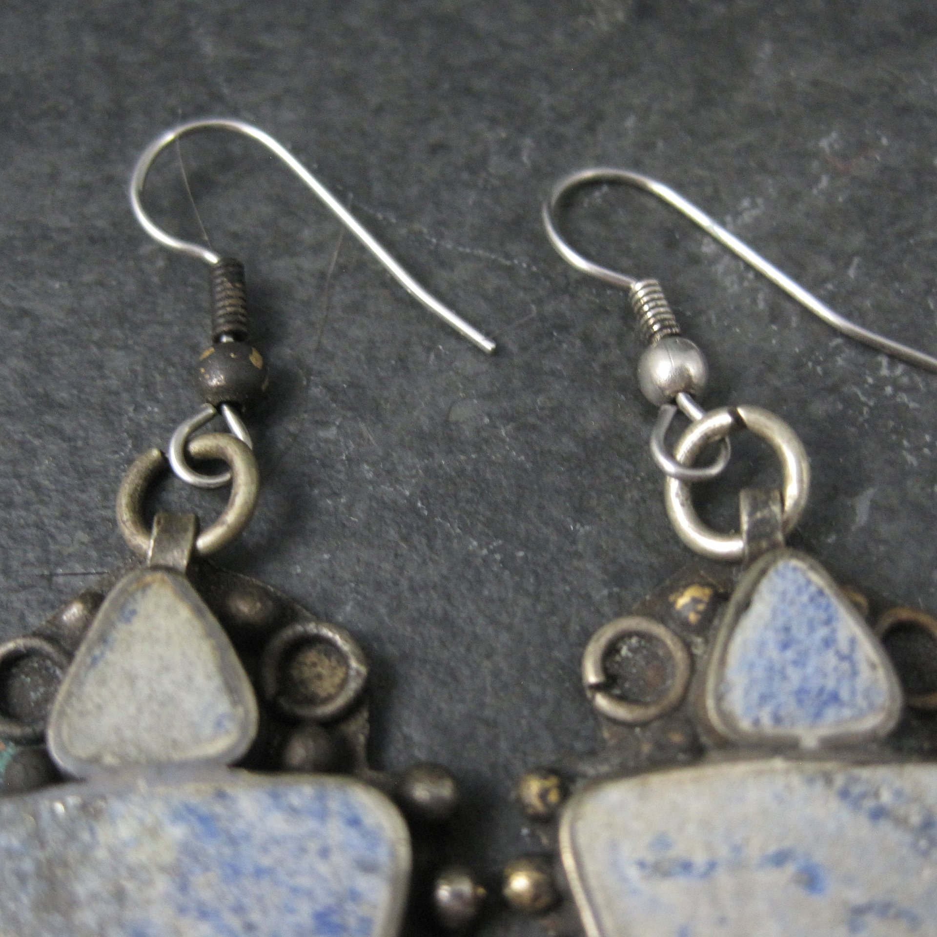 Large Vintage Denim Lapis Earrings