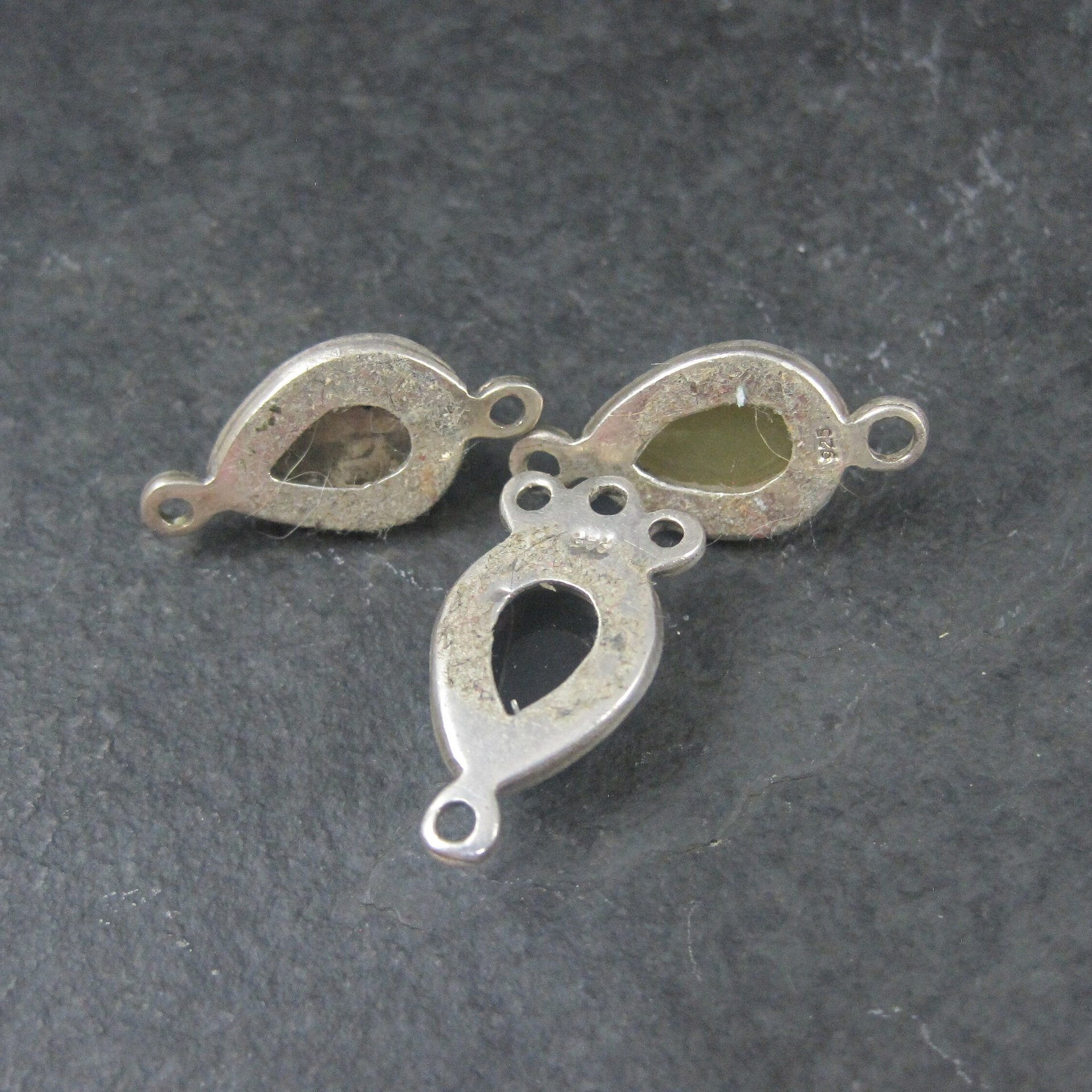 Lot of 3 Sterling Silver Gemstone Jewelry Connectors