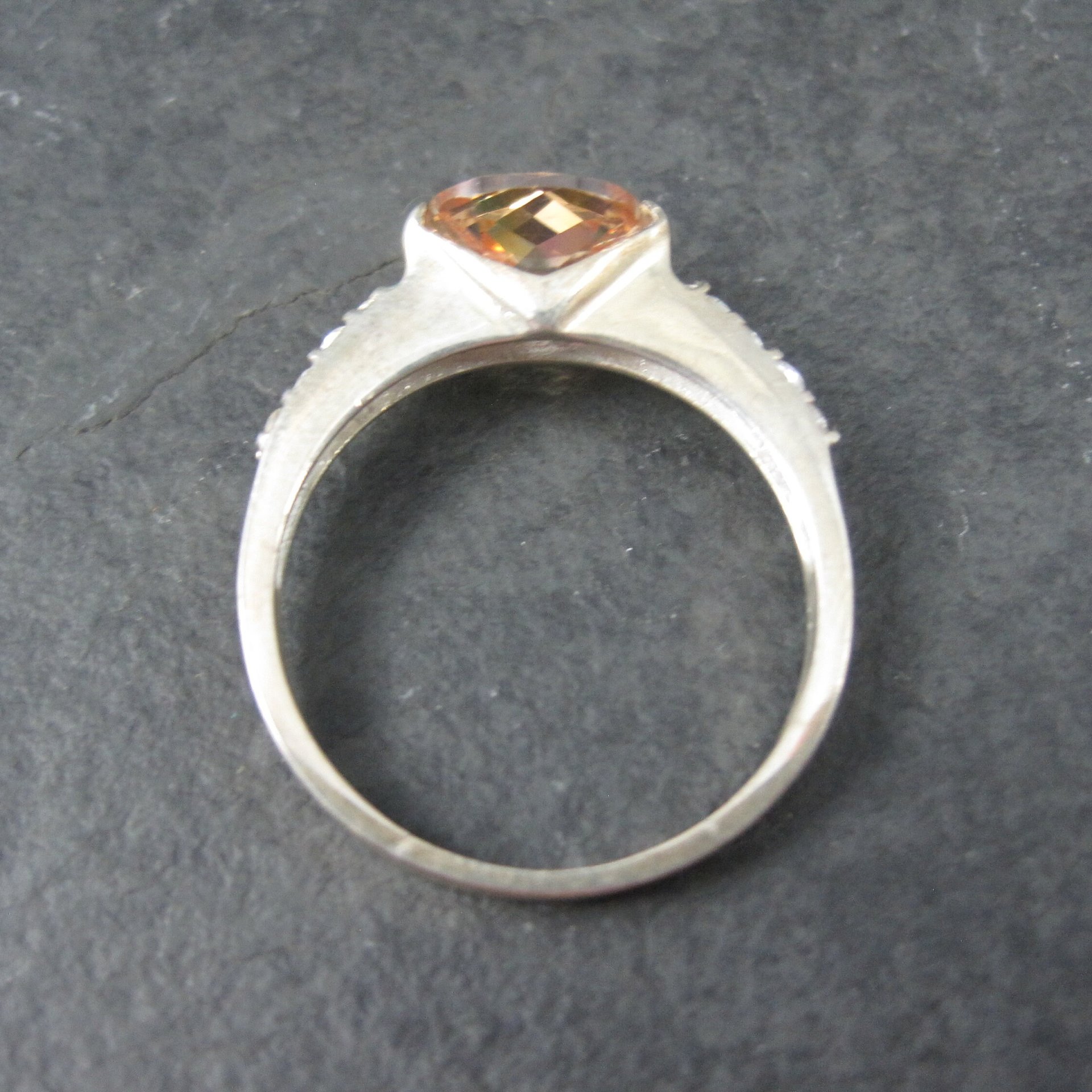 Vintage Sterling Cz Cocktail Ring Size 11