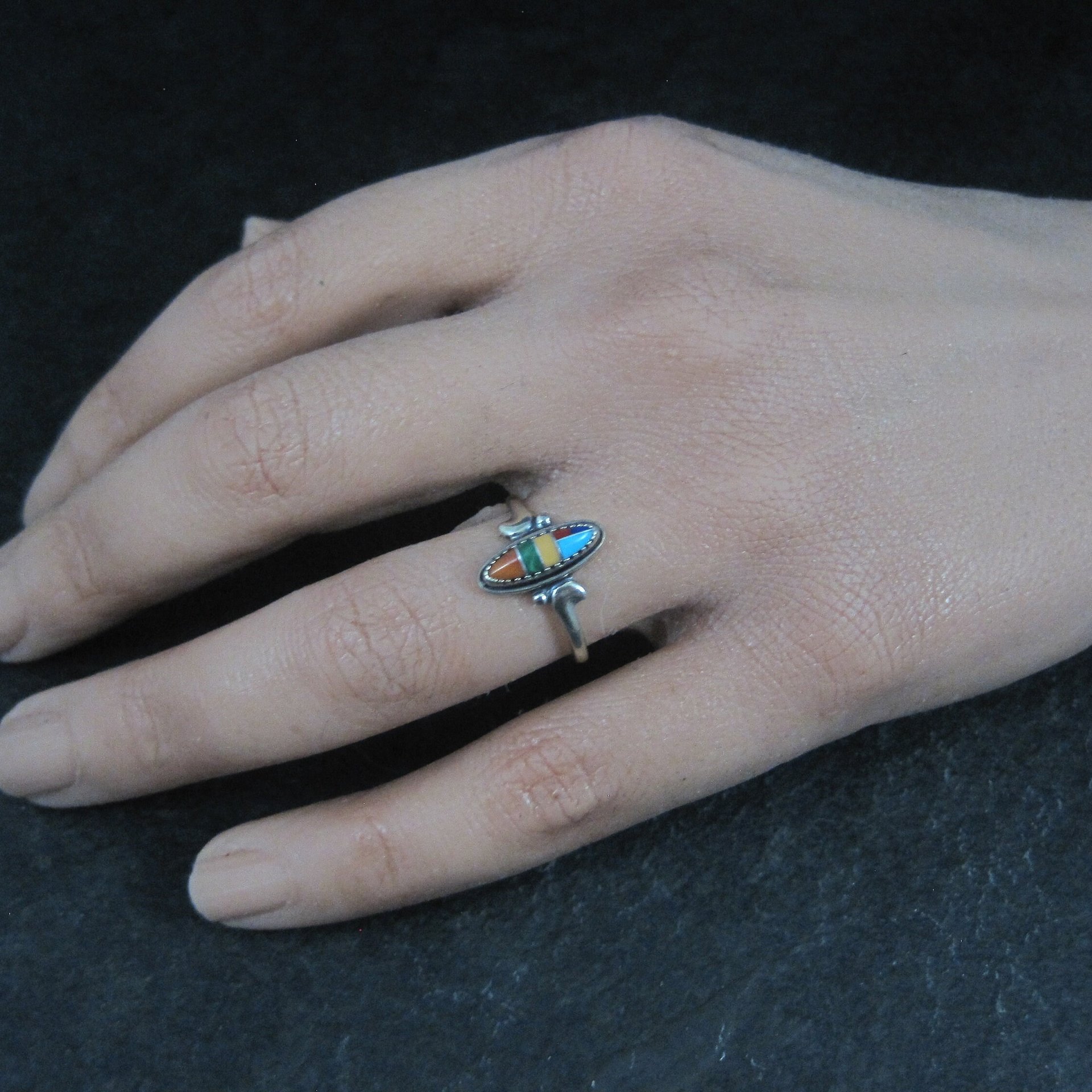 Dainty Southwestern Sterling Inlay Ring