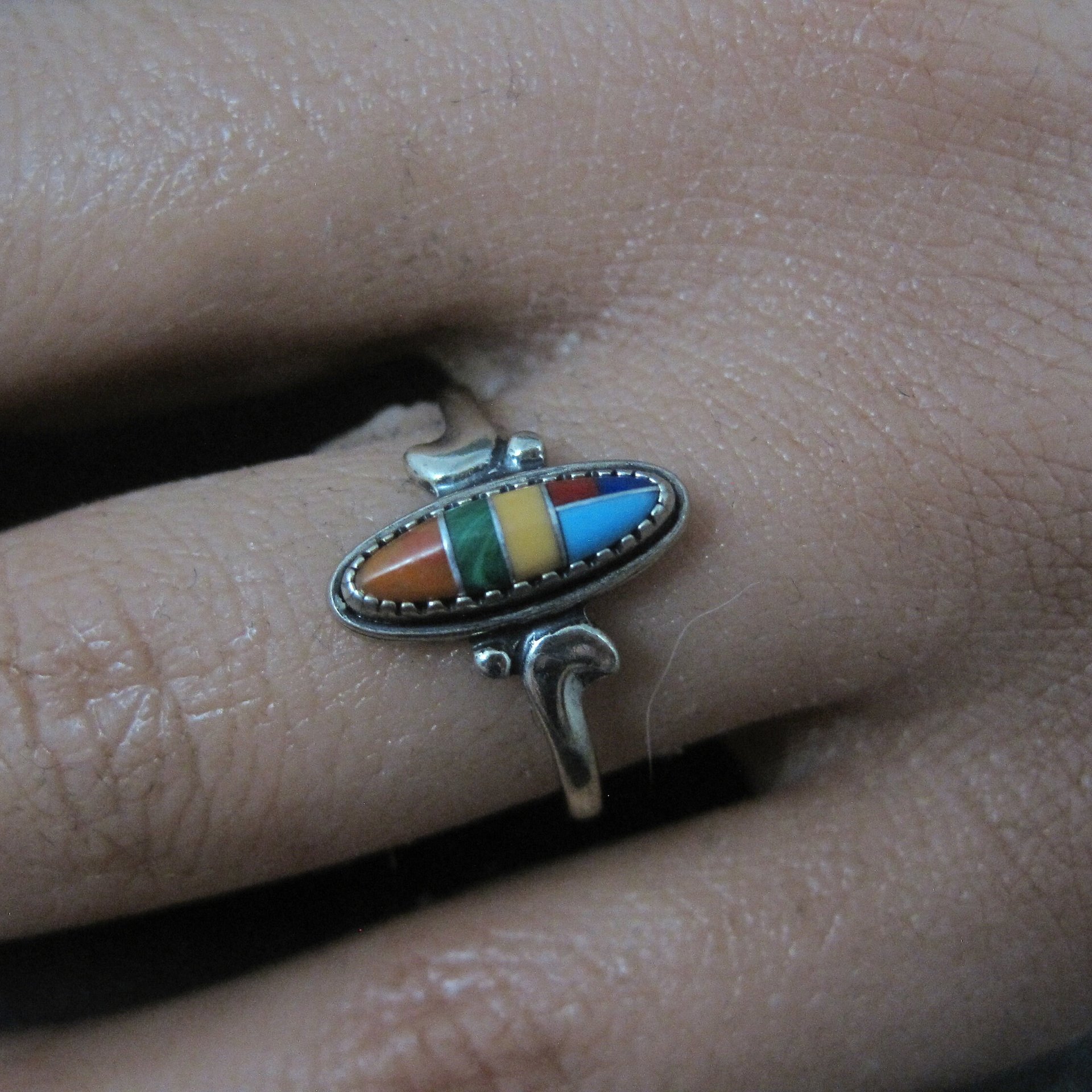 Dainty Southwestern Sterling Inlay Ring