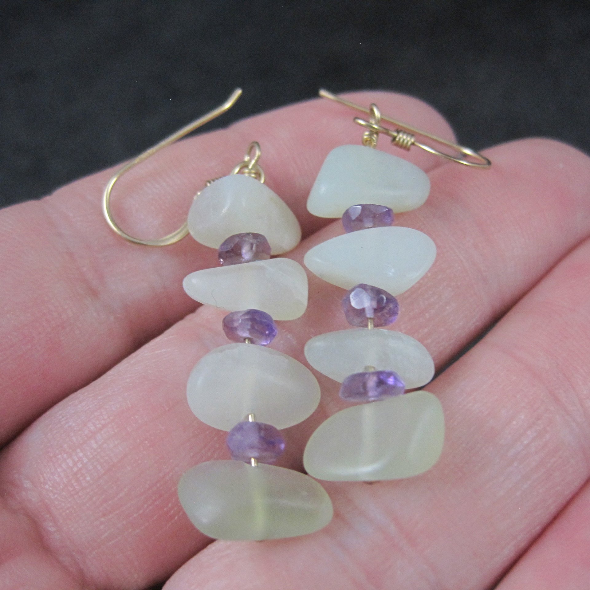 Long Vintage Quartz Amethyst Earrings