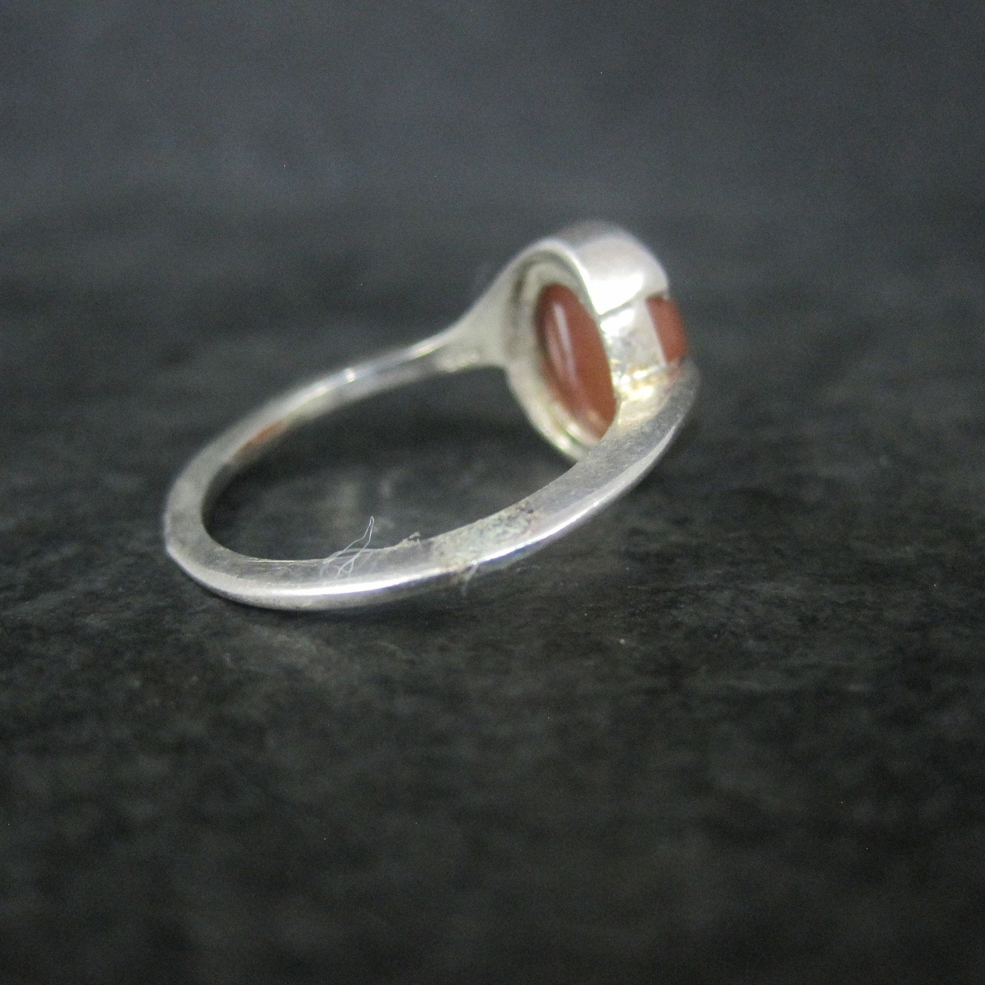 Vintage Sterling Carnelian Cabochon Ring Sizes 6