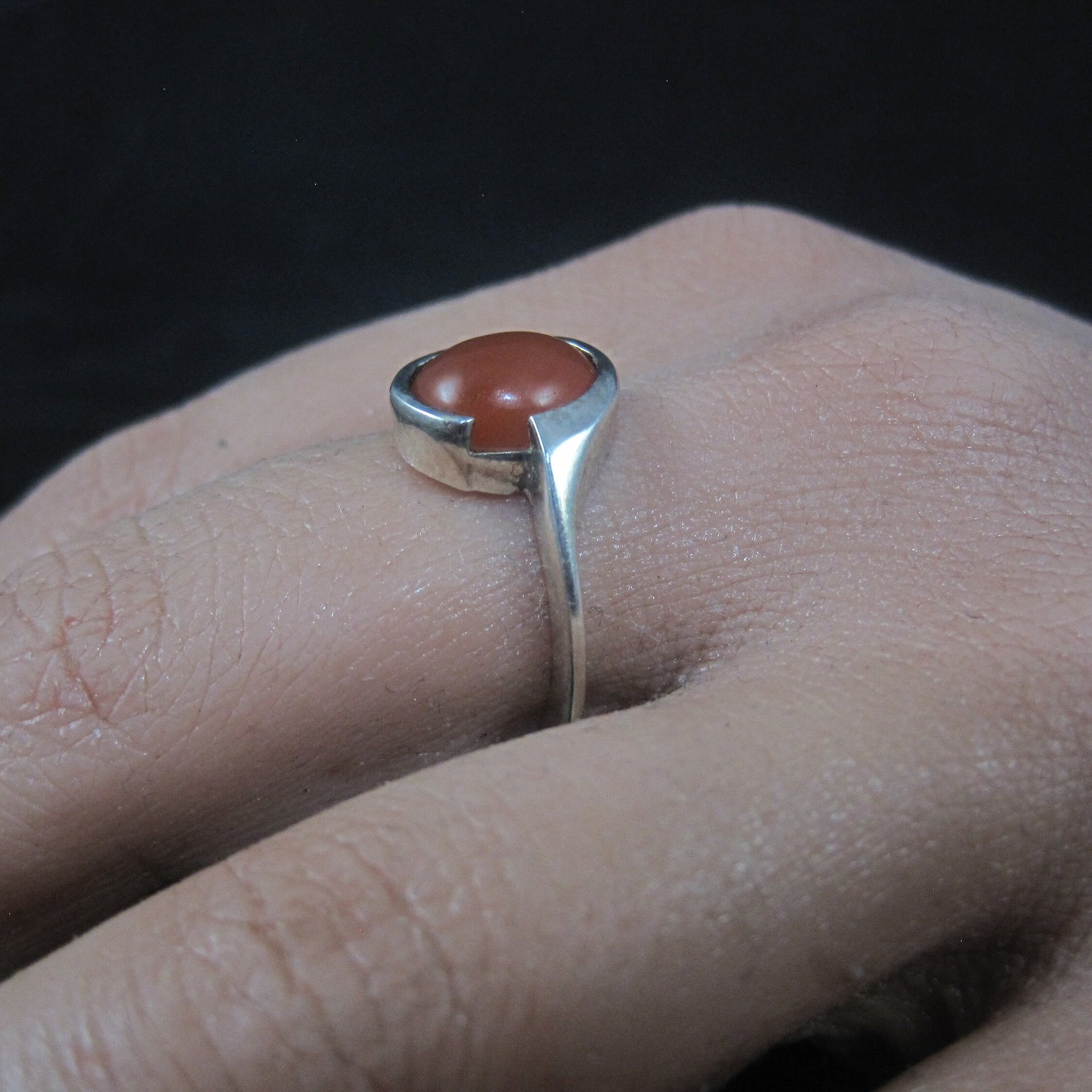 Vintage Sterling Carnelian Cabochon Ring Sizes 6