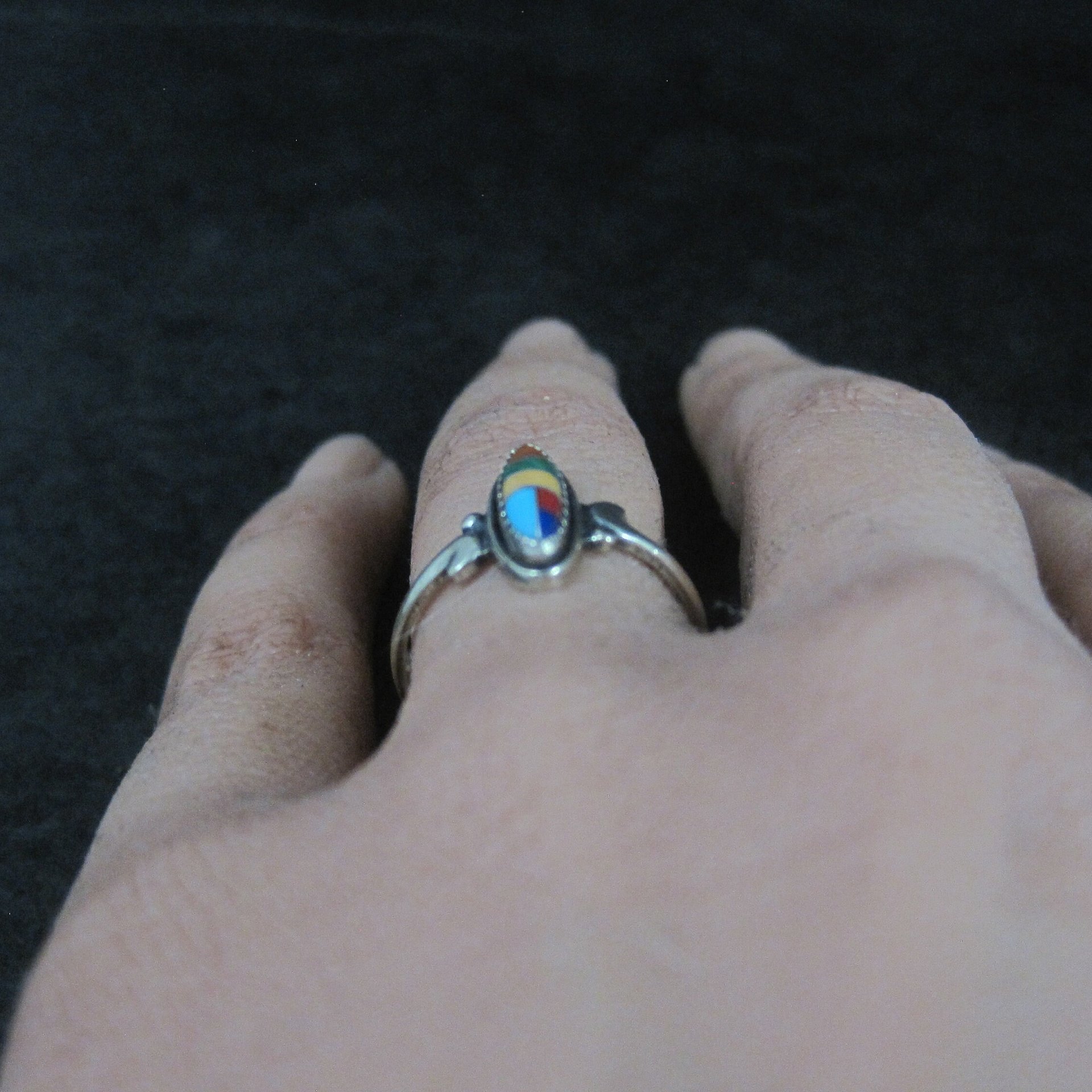 Dainty Southwestern Sterling Inlay Ring