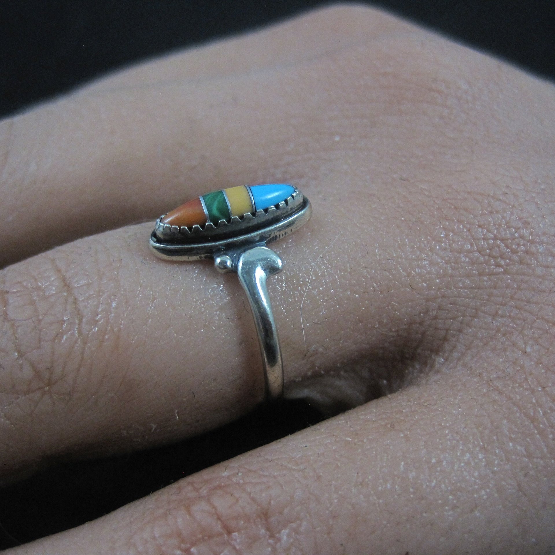 Dainty Southwestern Sterling Inlay Ring