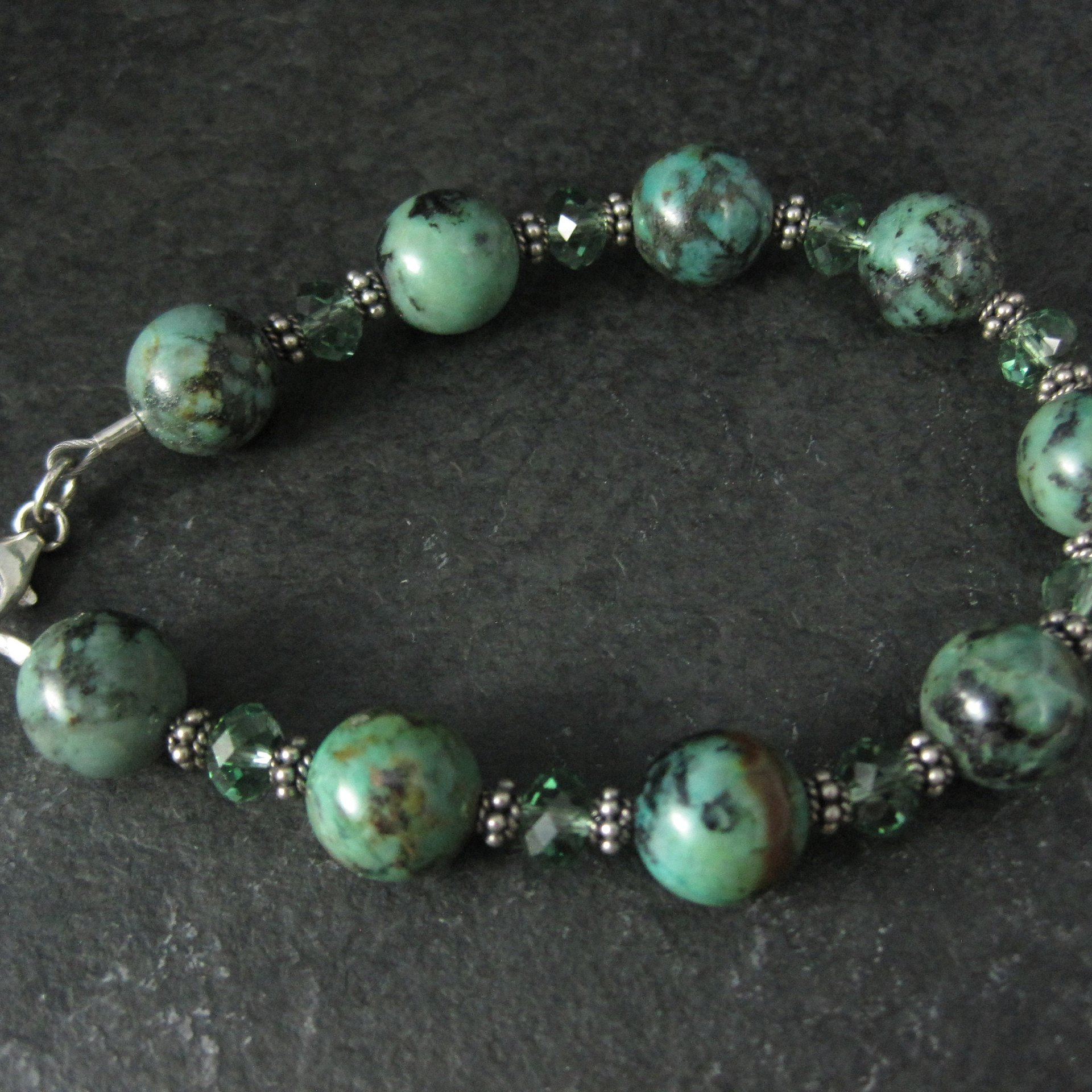 Green Chrysocolla Crystal Bracelet 7.5 Inches