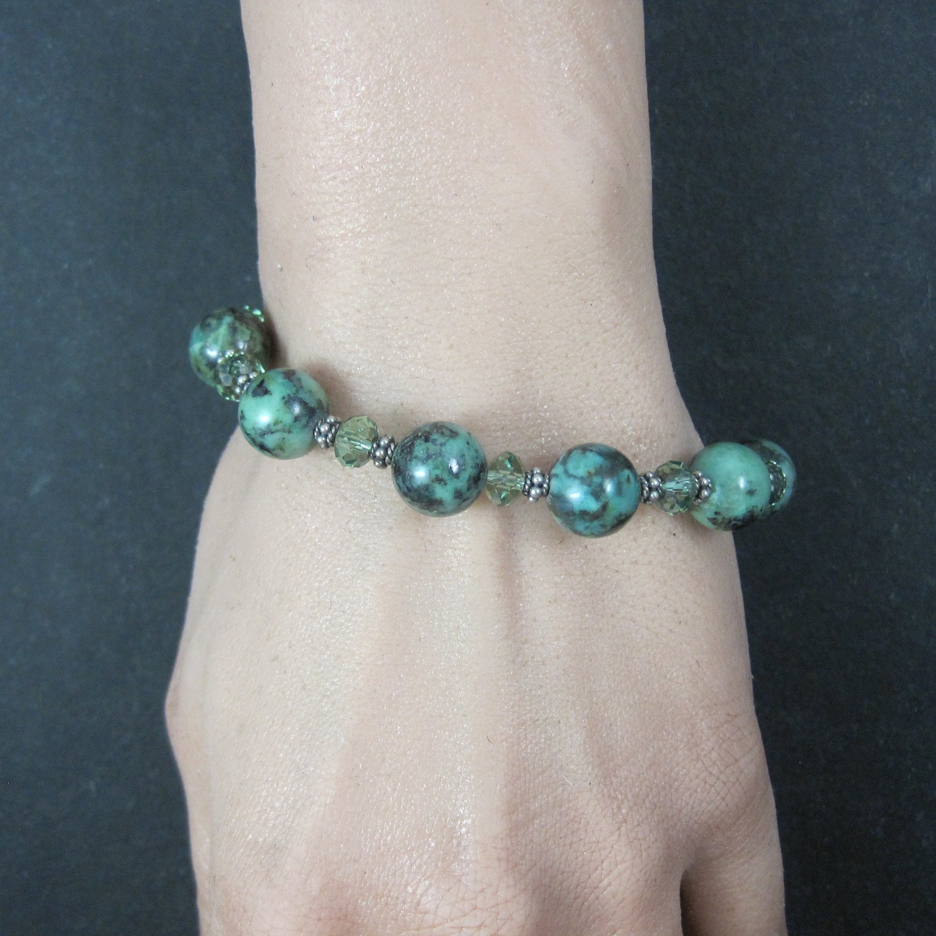 Green Chrysocolla Crystal Bracelet 7.5 Inches