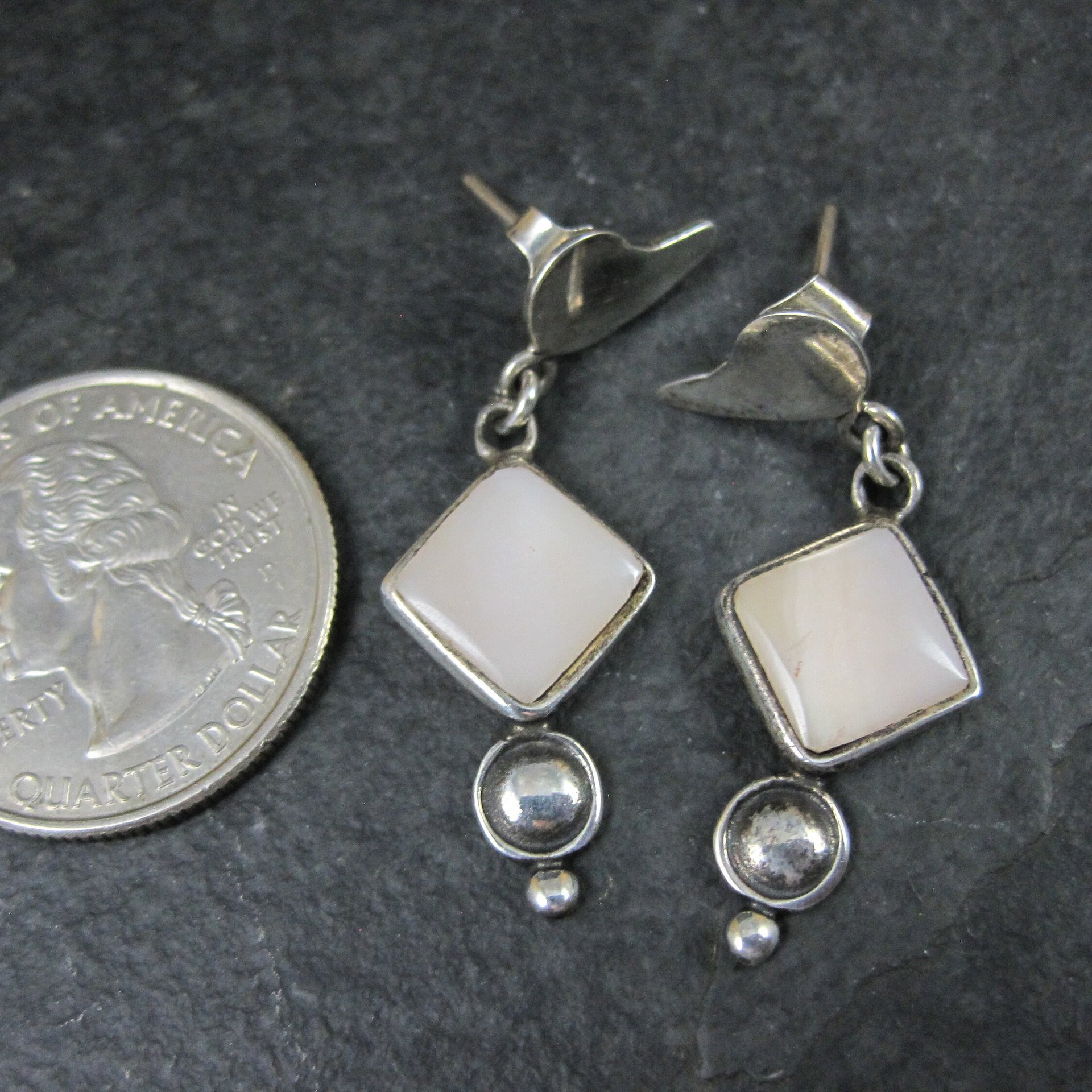 Vintage Sterling Quartz Earrings