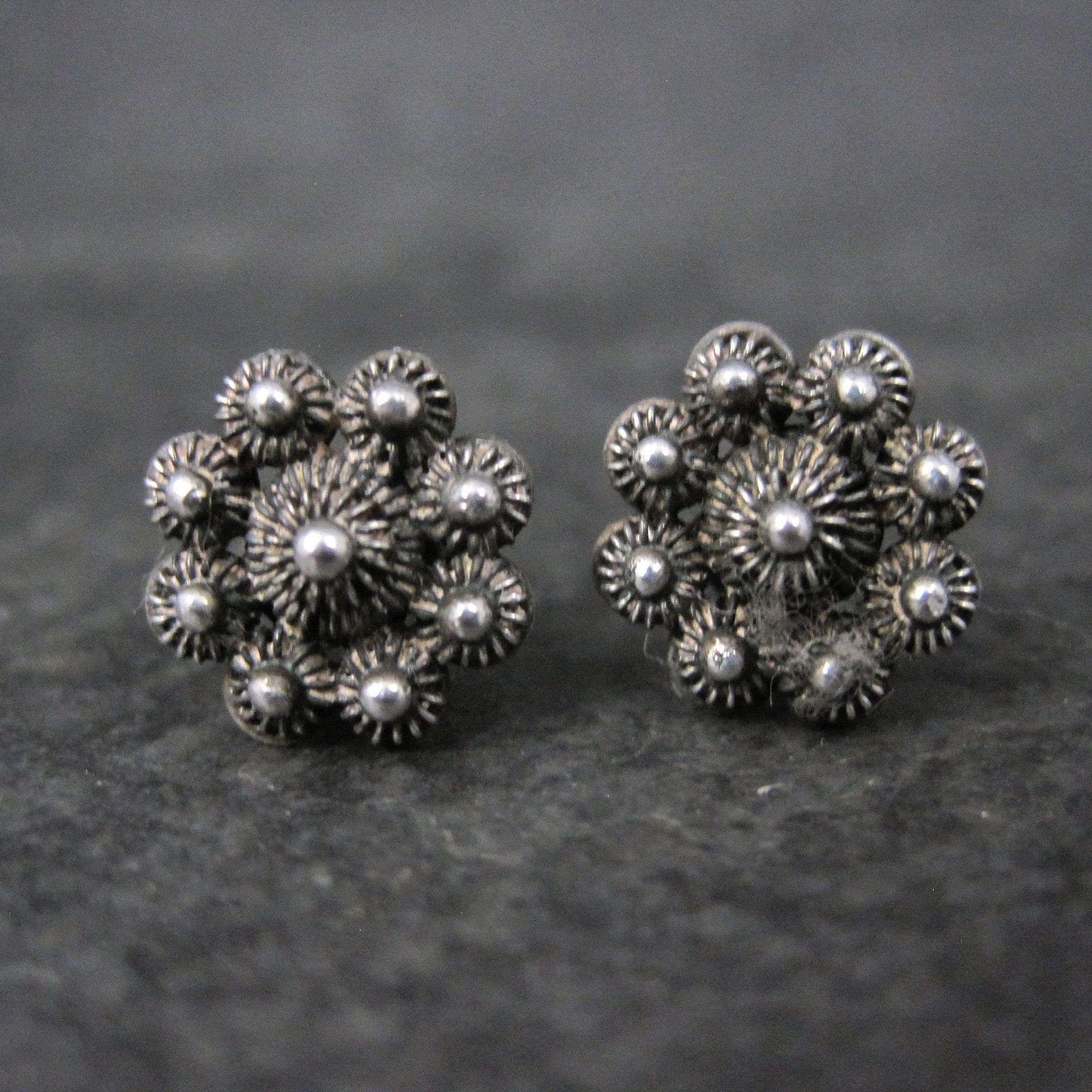 Vintage Sterling Etruscan Stud Earrings 10mm