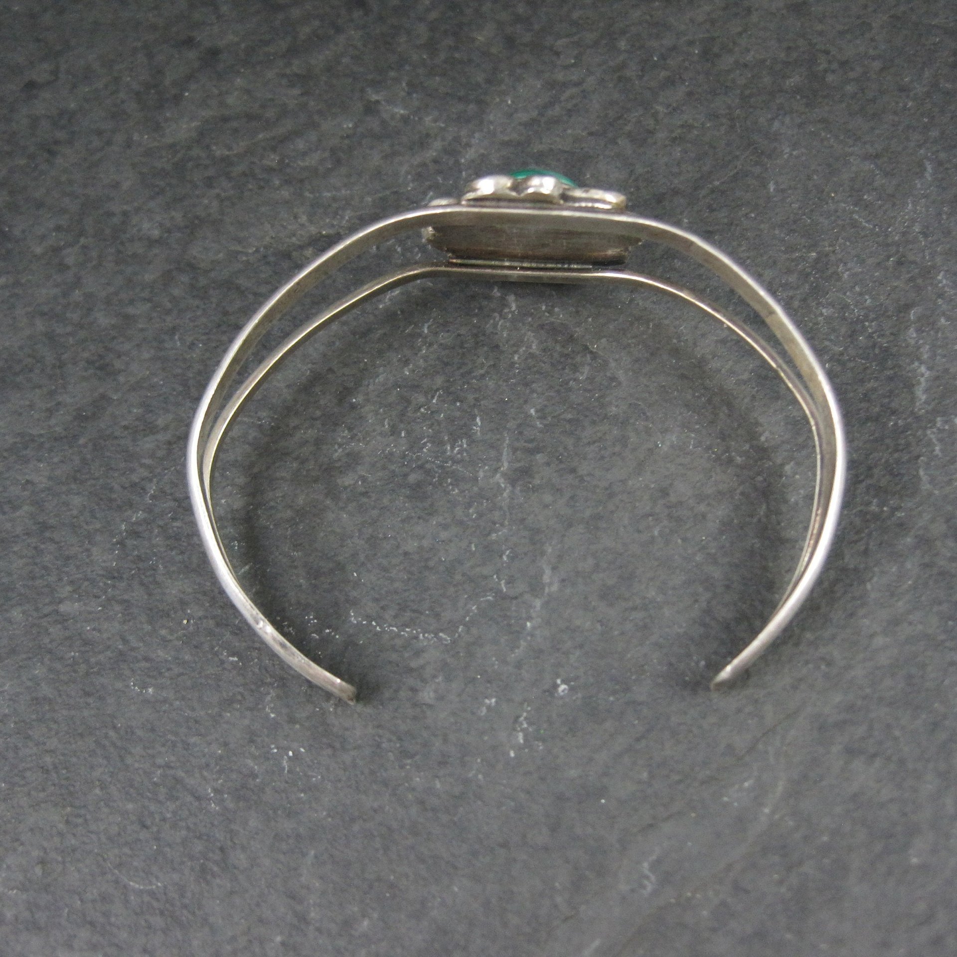 Vintage Sterling Malachite Cuff Bracelet Small 5.25 Inches Southwestern Estate Jewelry