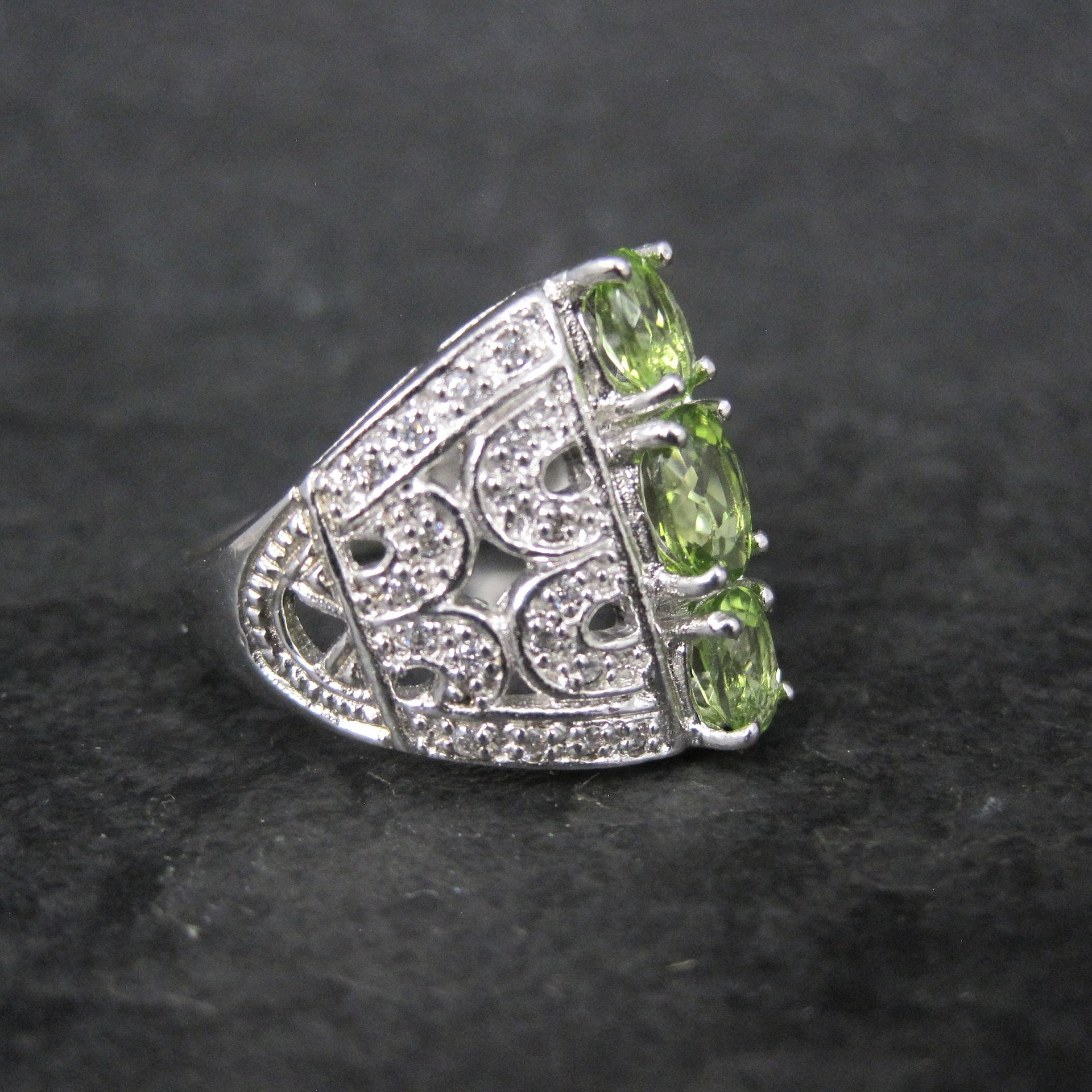 Estate Sterling Peridot Ring Size 10