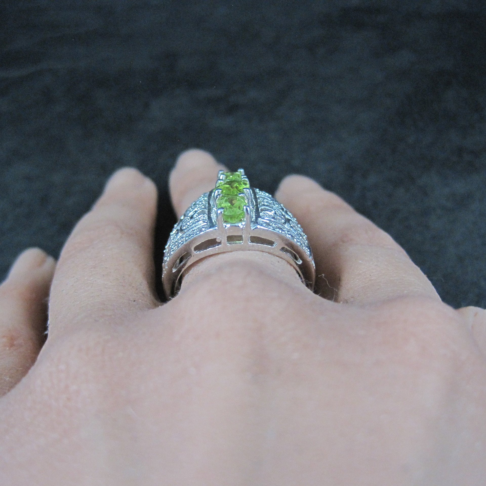 Estate Sterling Peridot Ring Size 10