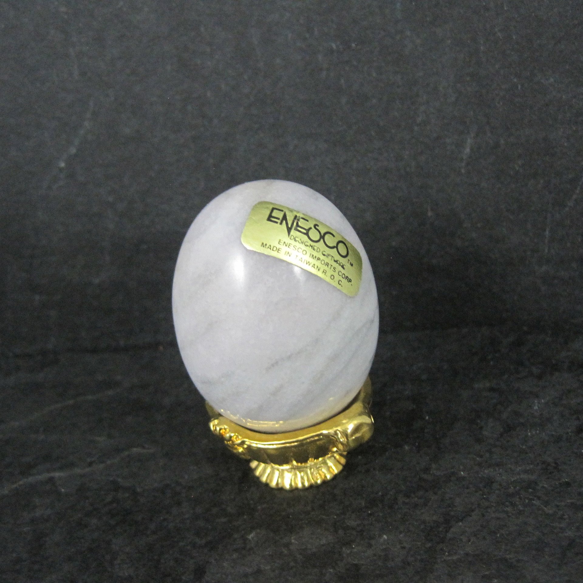 Vintage Enesco Marble Alabaster Egg With Stand