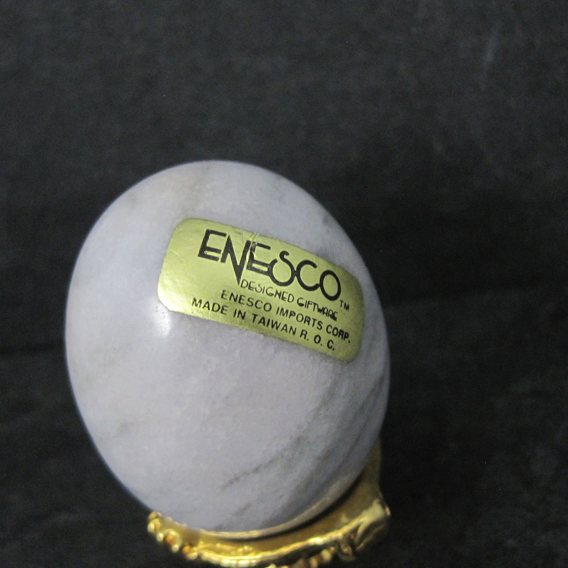 Vintage Enesco Marble Alabaster Egg With Stand