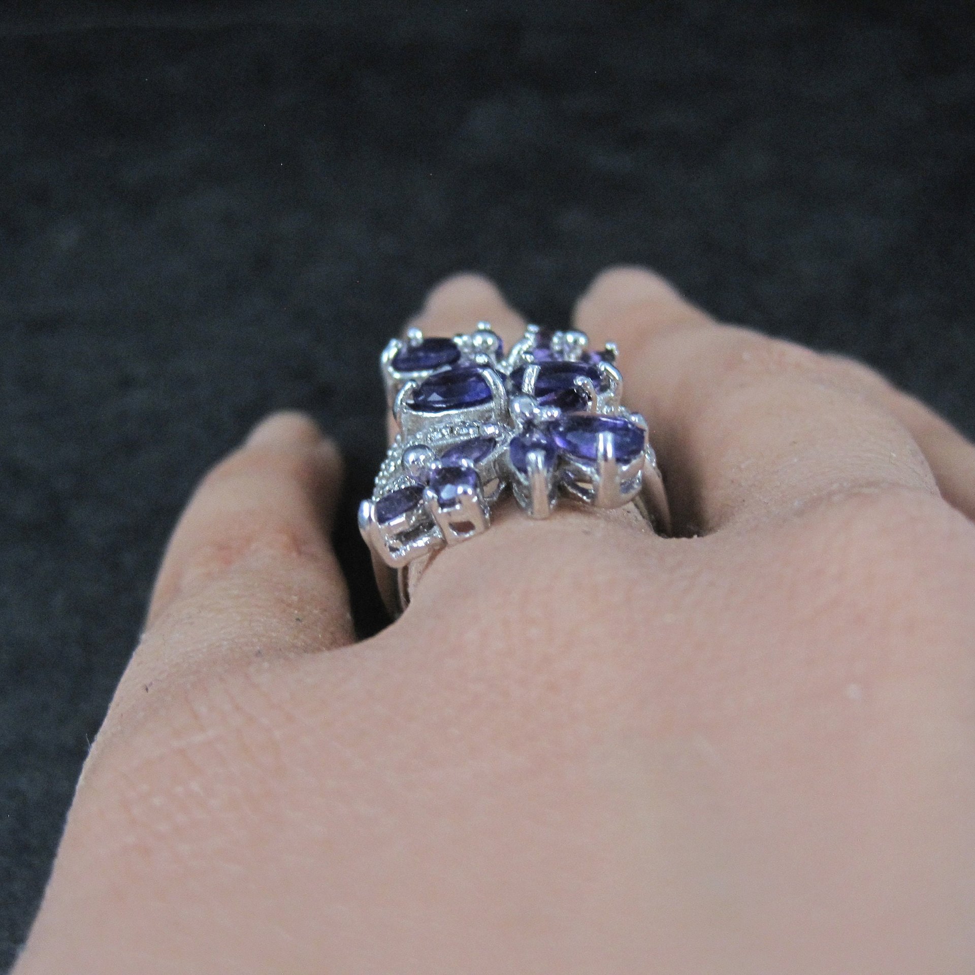 Estate Sterling Amethyst Cocktail Ring Size 6