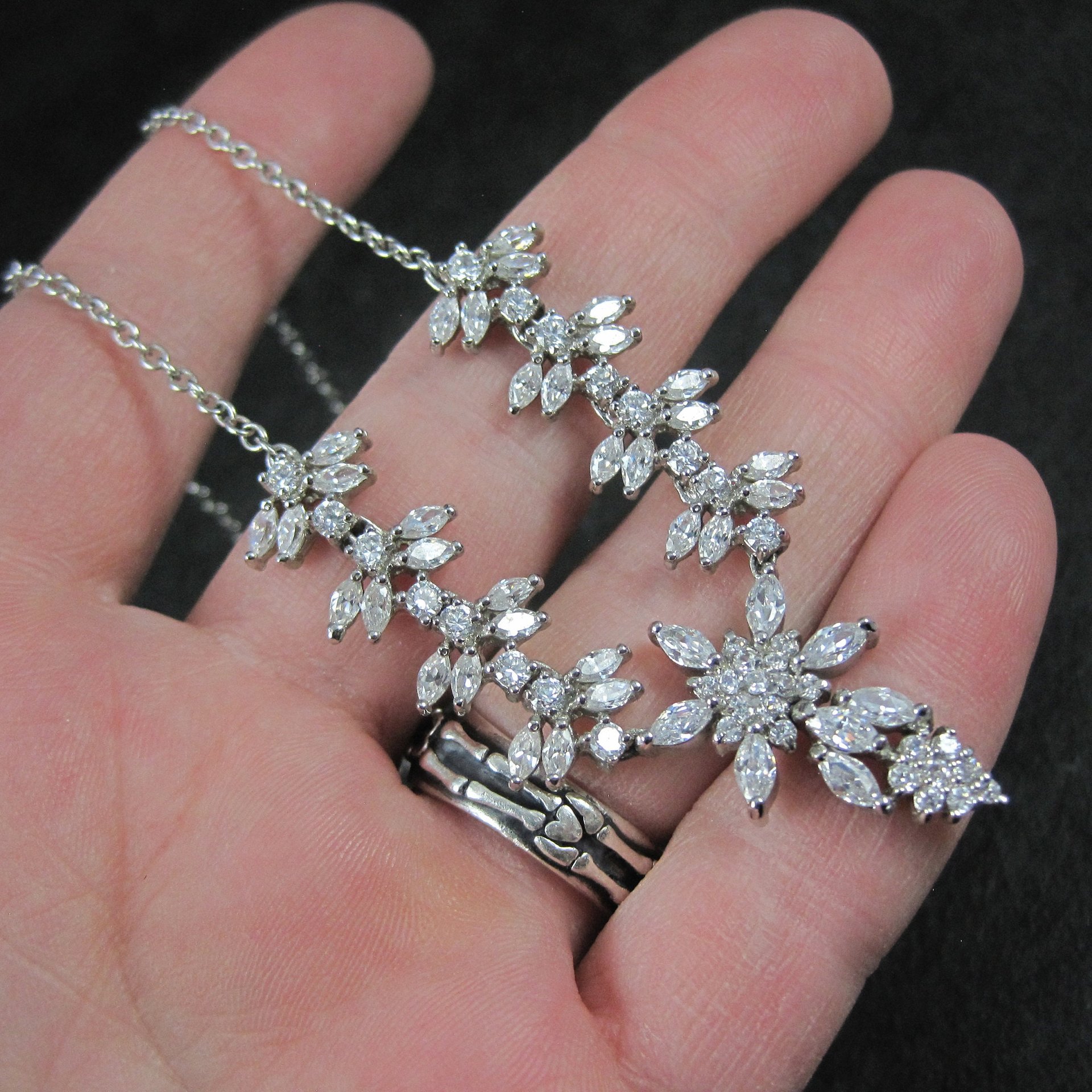 Estate Sterling Cubic Zirconia Necklace Formal Wedding