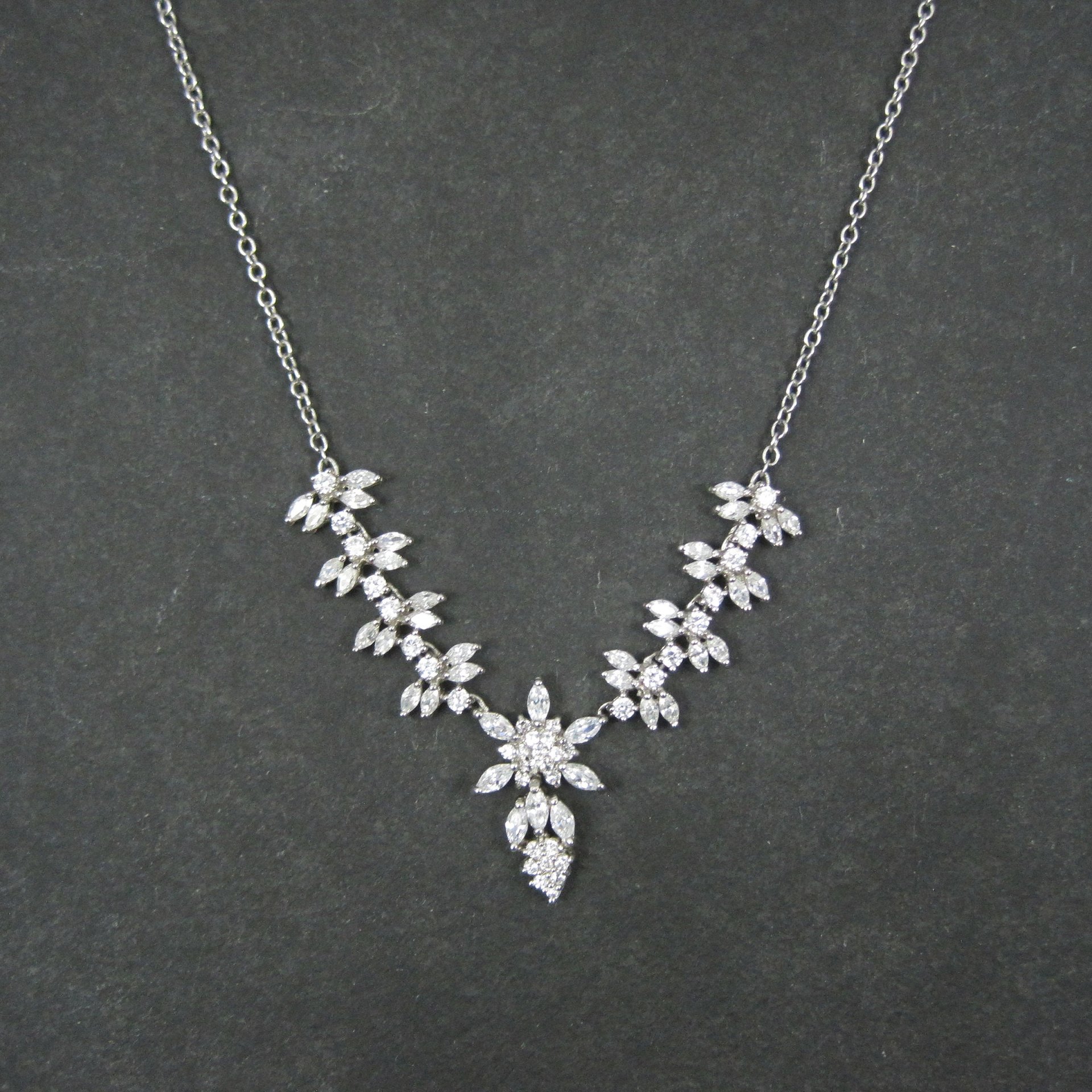 Estate Sterling Cubic Zirconia Necklace Formal Wedding