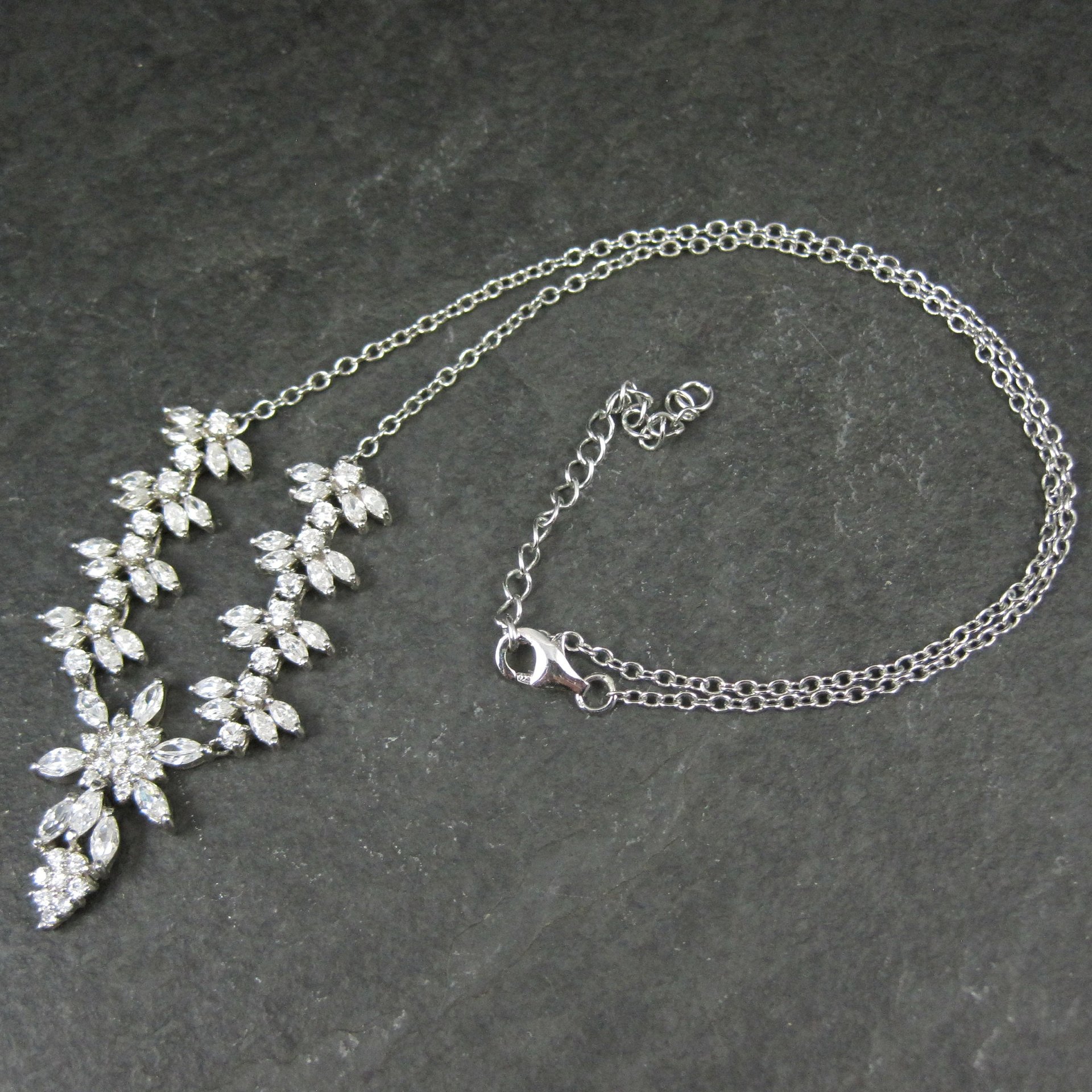 Estate Sterling Cubic Zirconia Necklace Formal Wedding