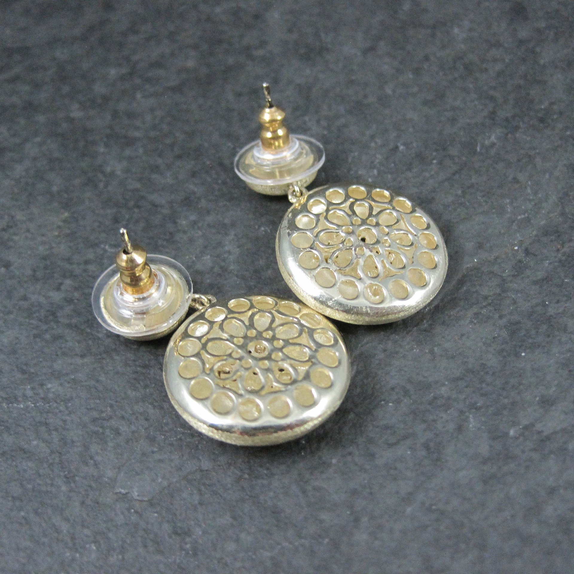 Vermeil Sterling Cz Earrings Brushed Finish