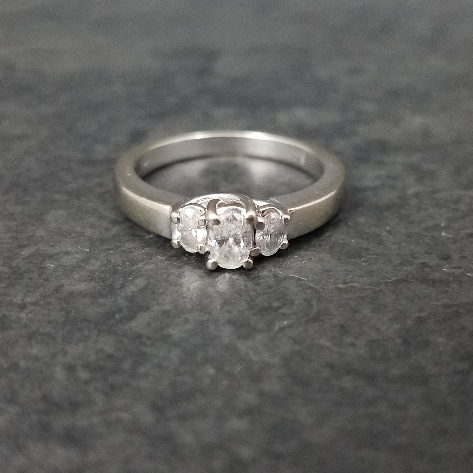 14K White Gold .50 Carat 3 Stone Diamond Ring Size 7