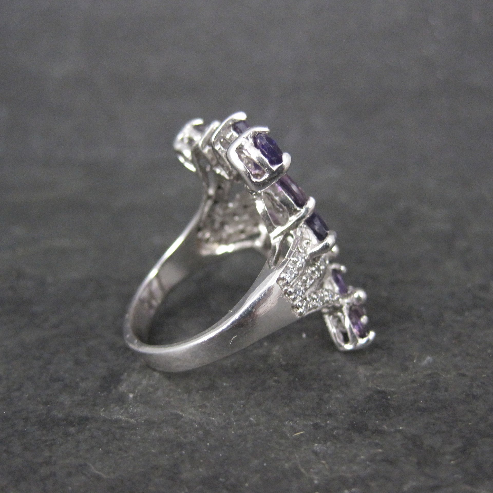 Estate Sterling Amethyst Cocktail Ring Size 6
