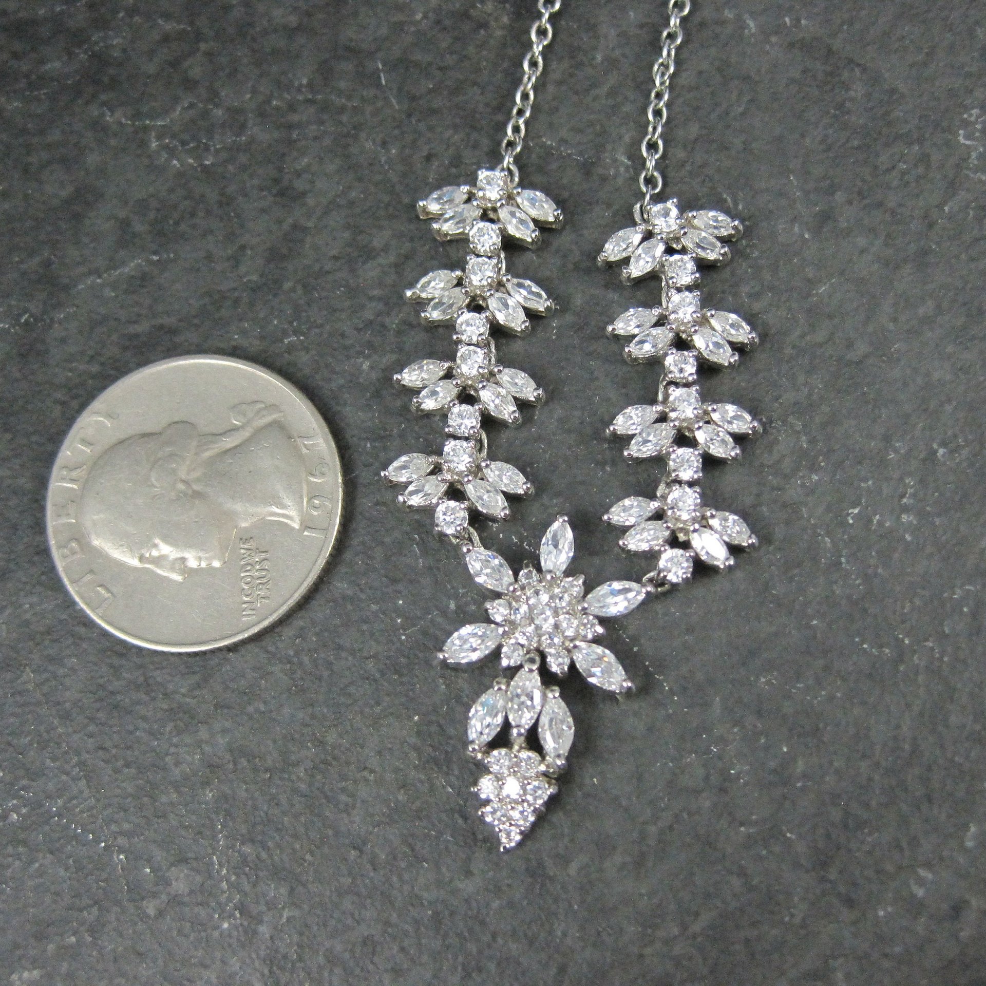 Estate Sterling Cubic Zirconia Necklace Formal Wedding