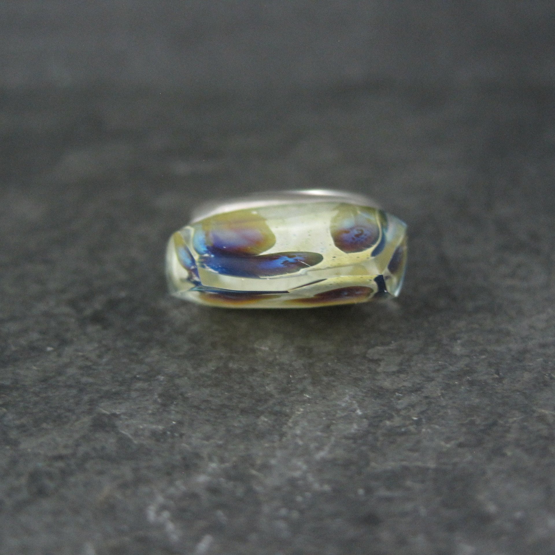 Unusual Sterling Art Glass Ring Size 8