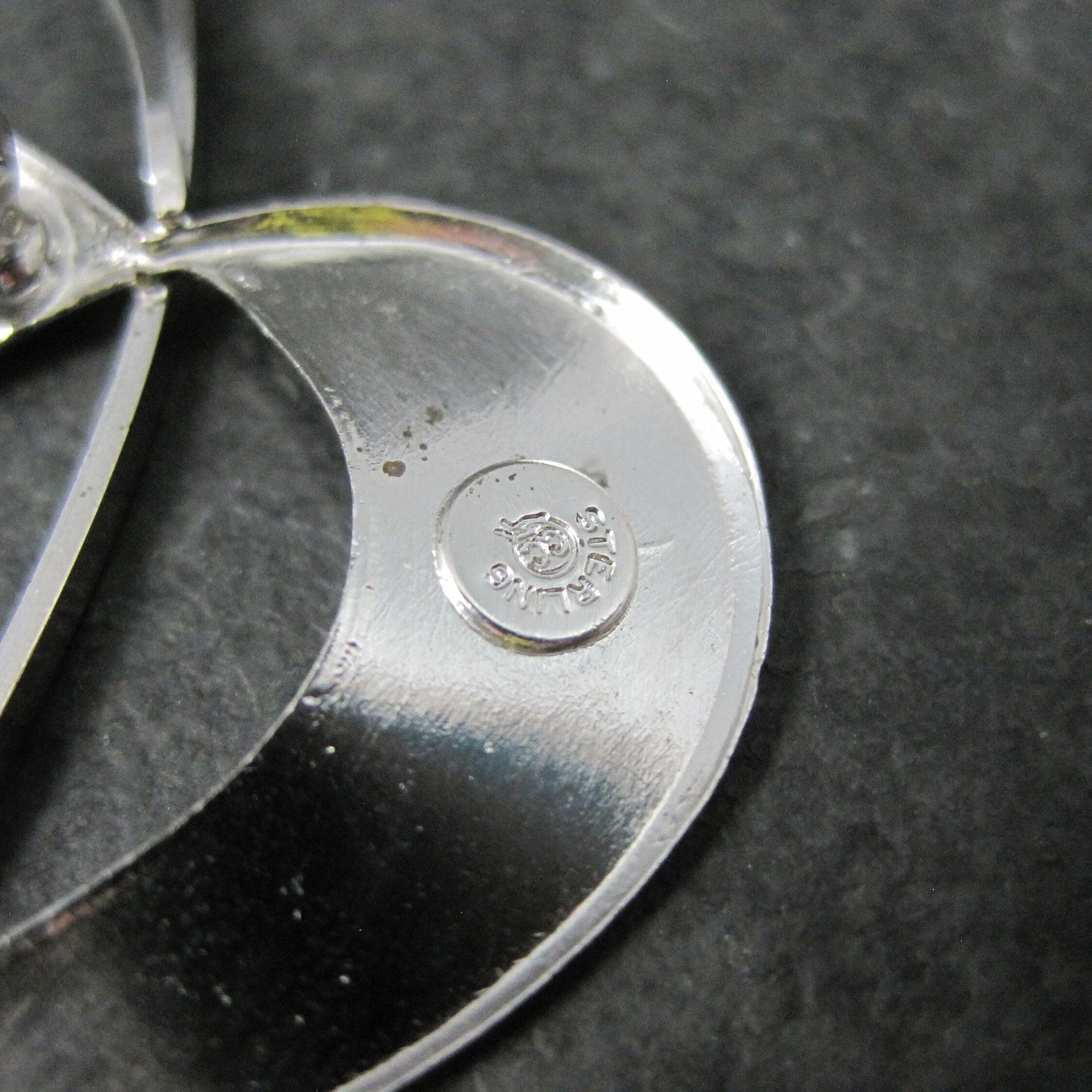 Etched Estate Sterling Leaf Brooch