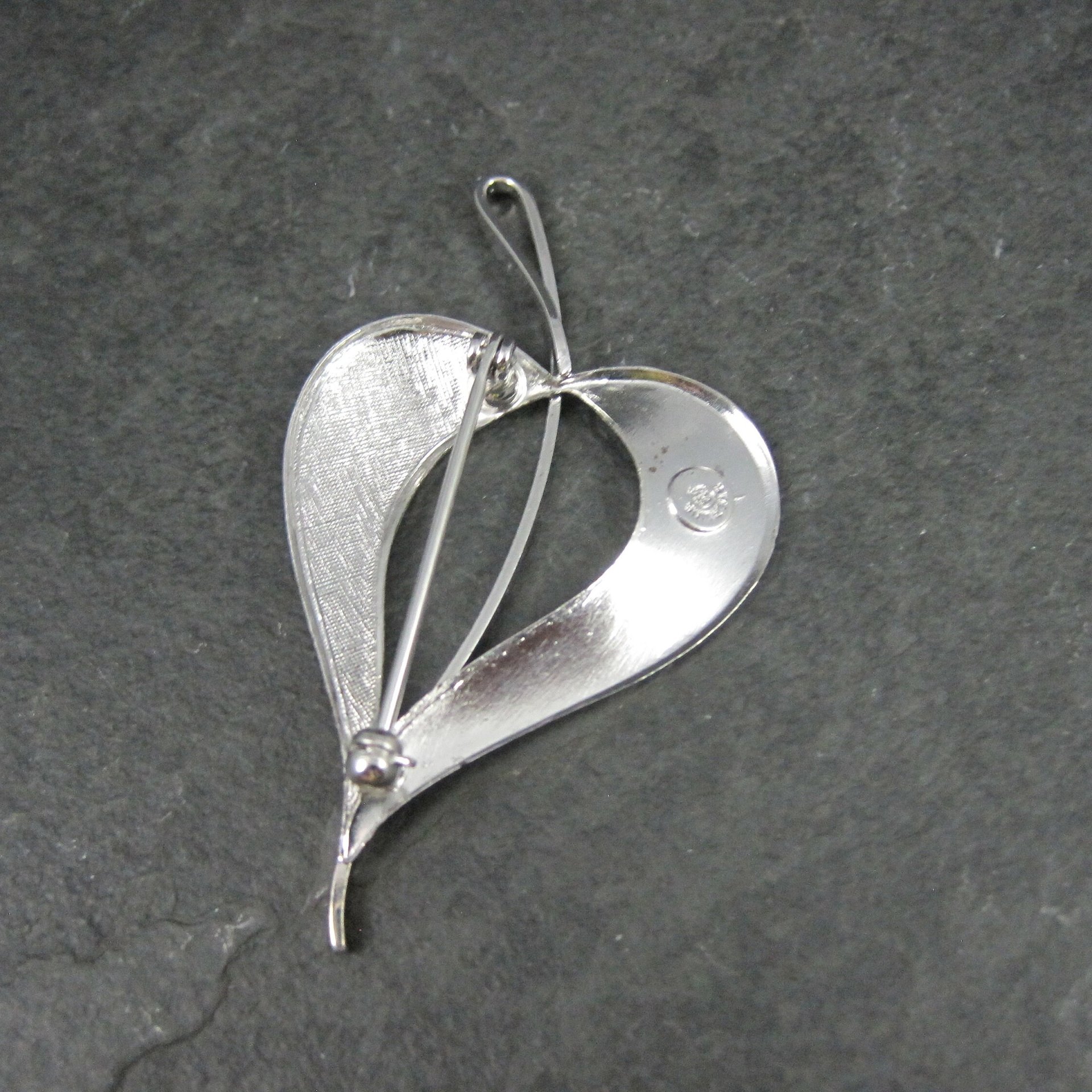 Etched Estate Sterling Leaf Brooch