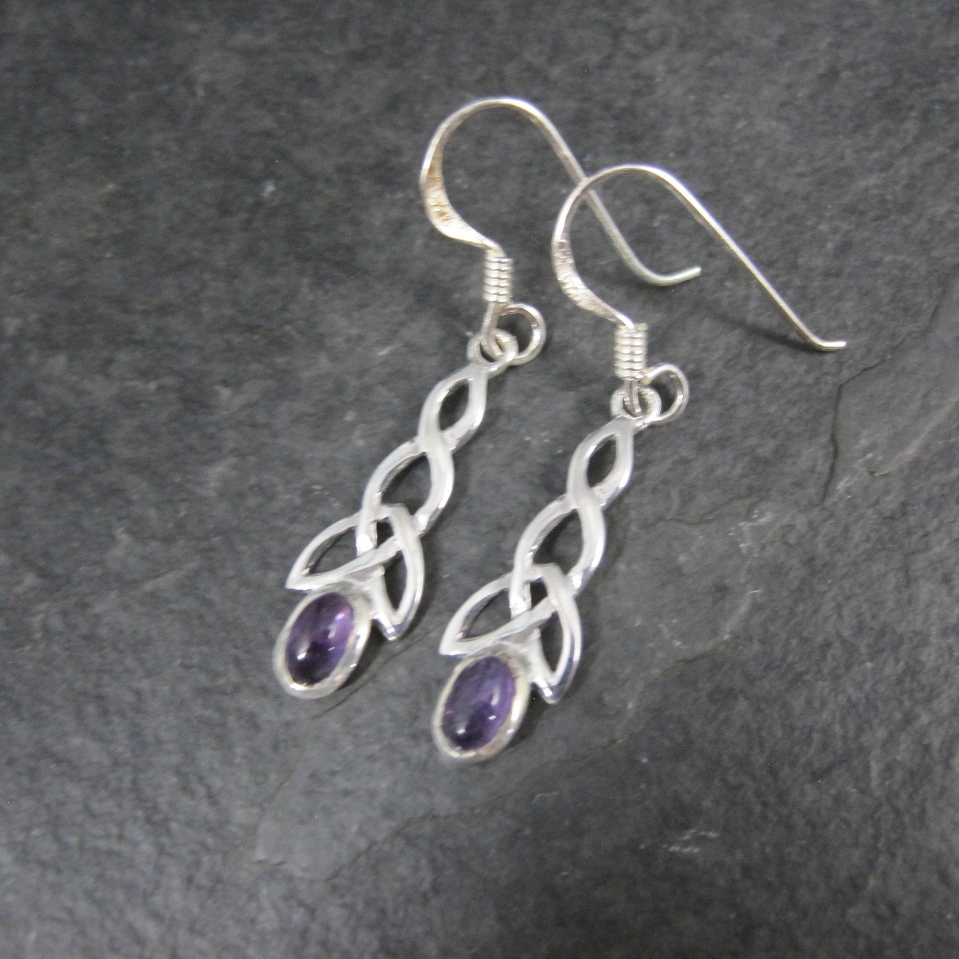 Sterling Celtic Amethyst Earrings NOS