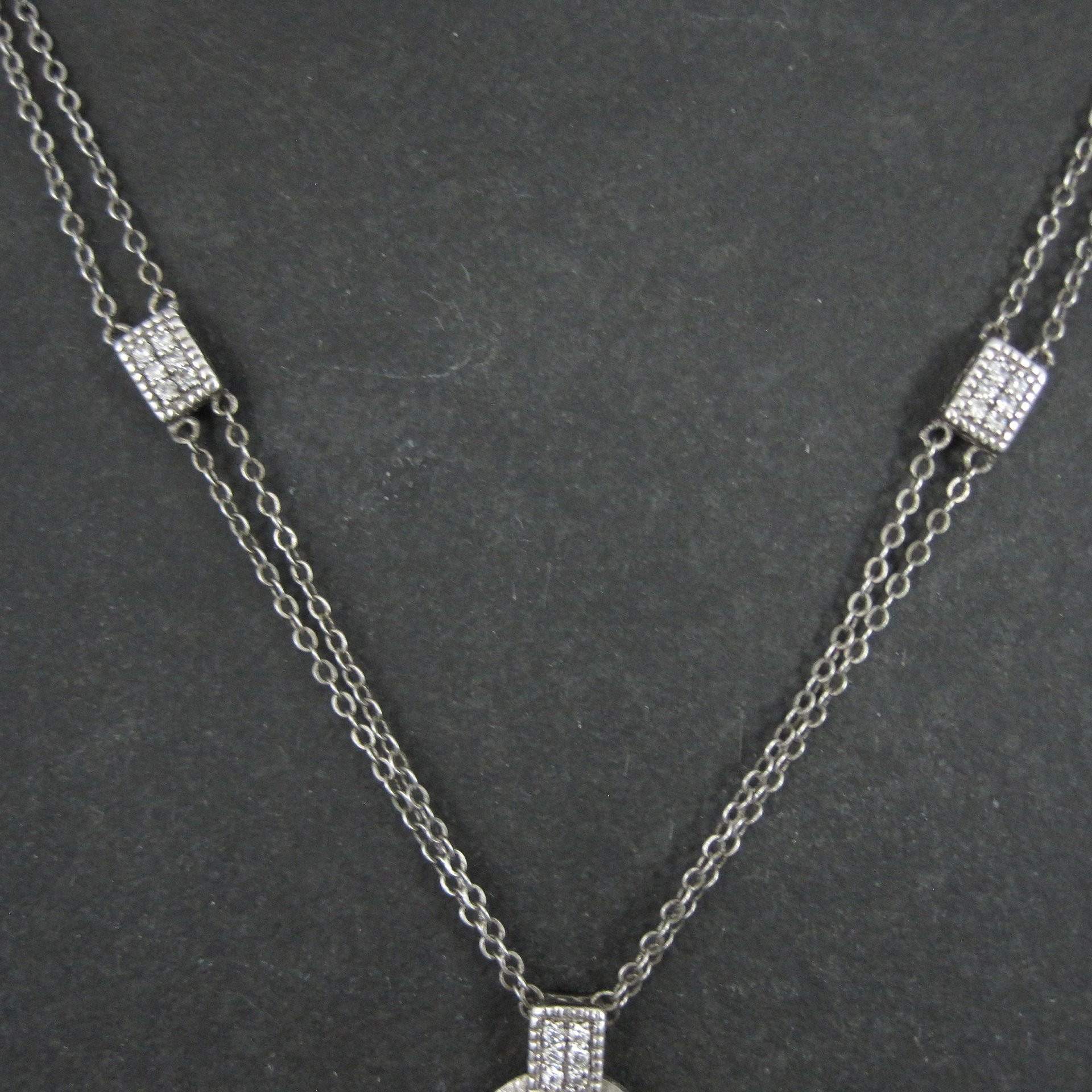 Estate Sterling Circle Cz Necklace 16-20 Inches