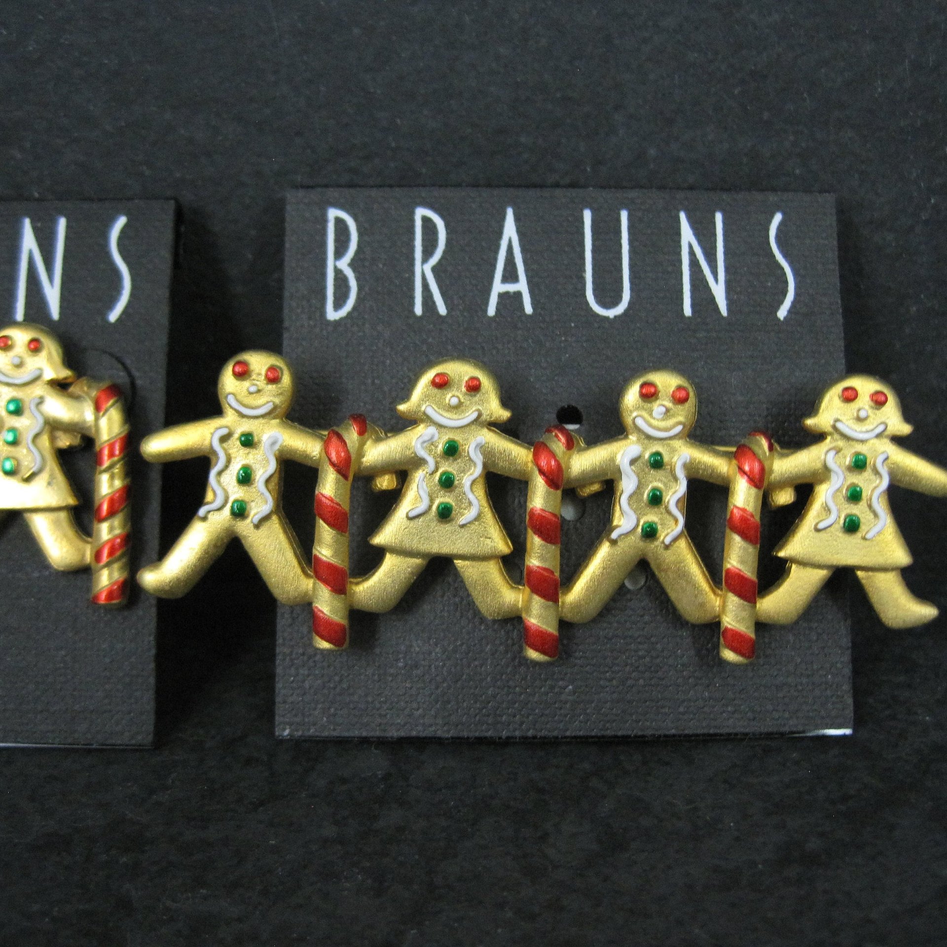 Vintage Christmas Gingerbread Man Brooch & Earrings Set by JJ Jonette NOS