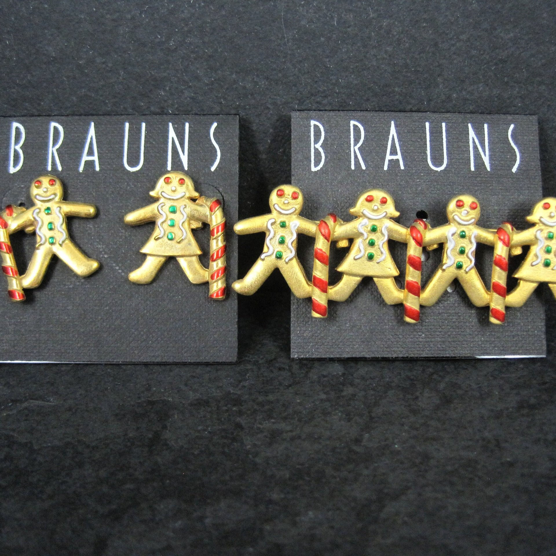 Vintage Christmas Gingerbread Man Brooch & Earrings Set by JJ Jonette NOS