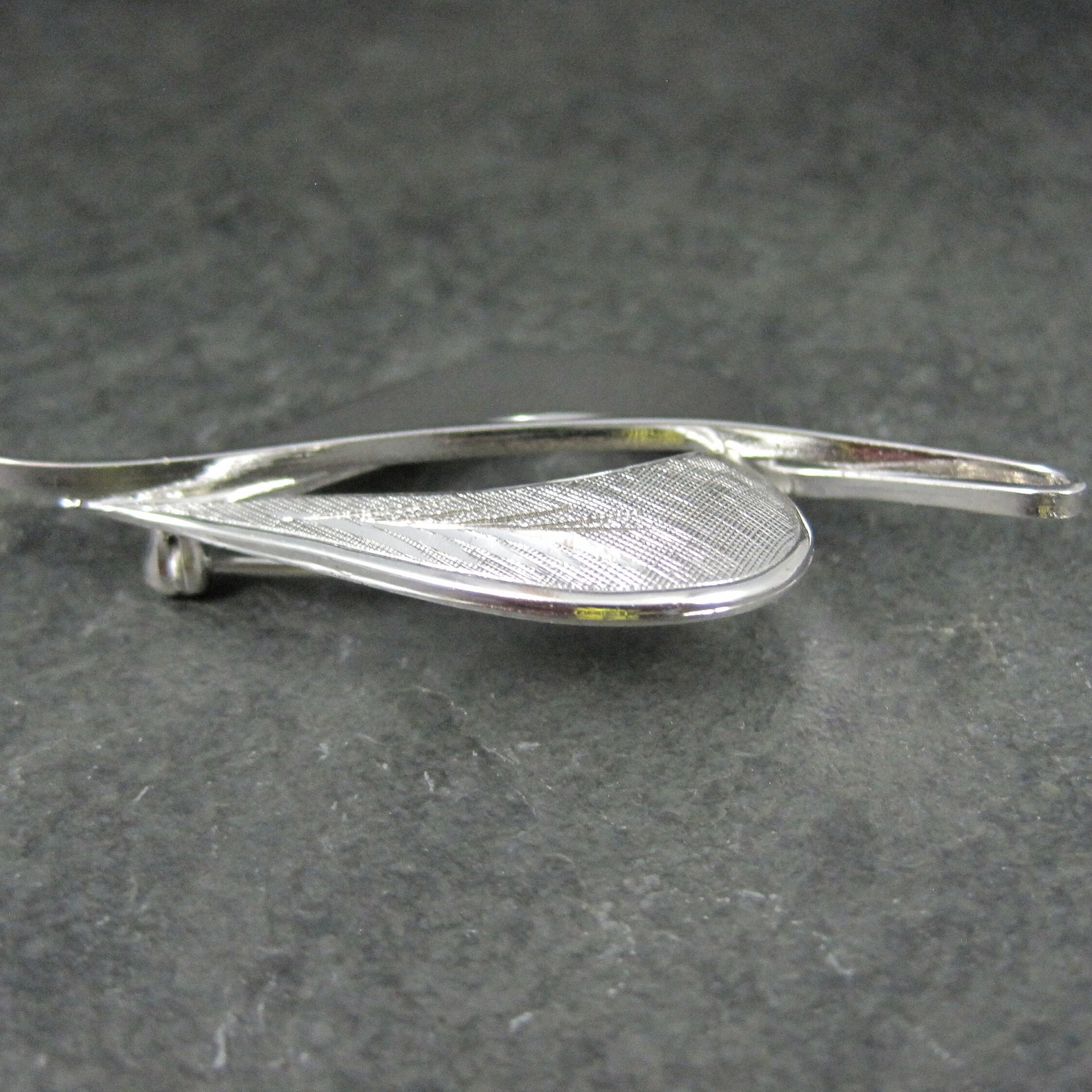 Etched Estate Sterling Leaf Brooch