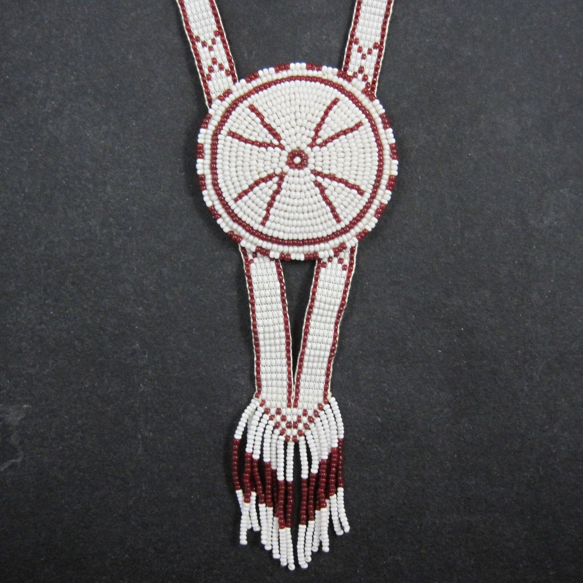 Southwestern Leather Beaded Necklace Vintage Estate