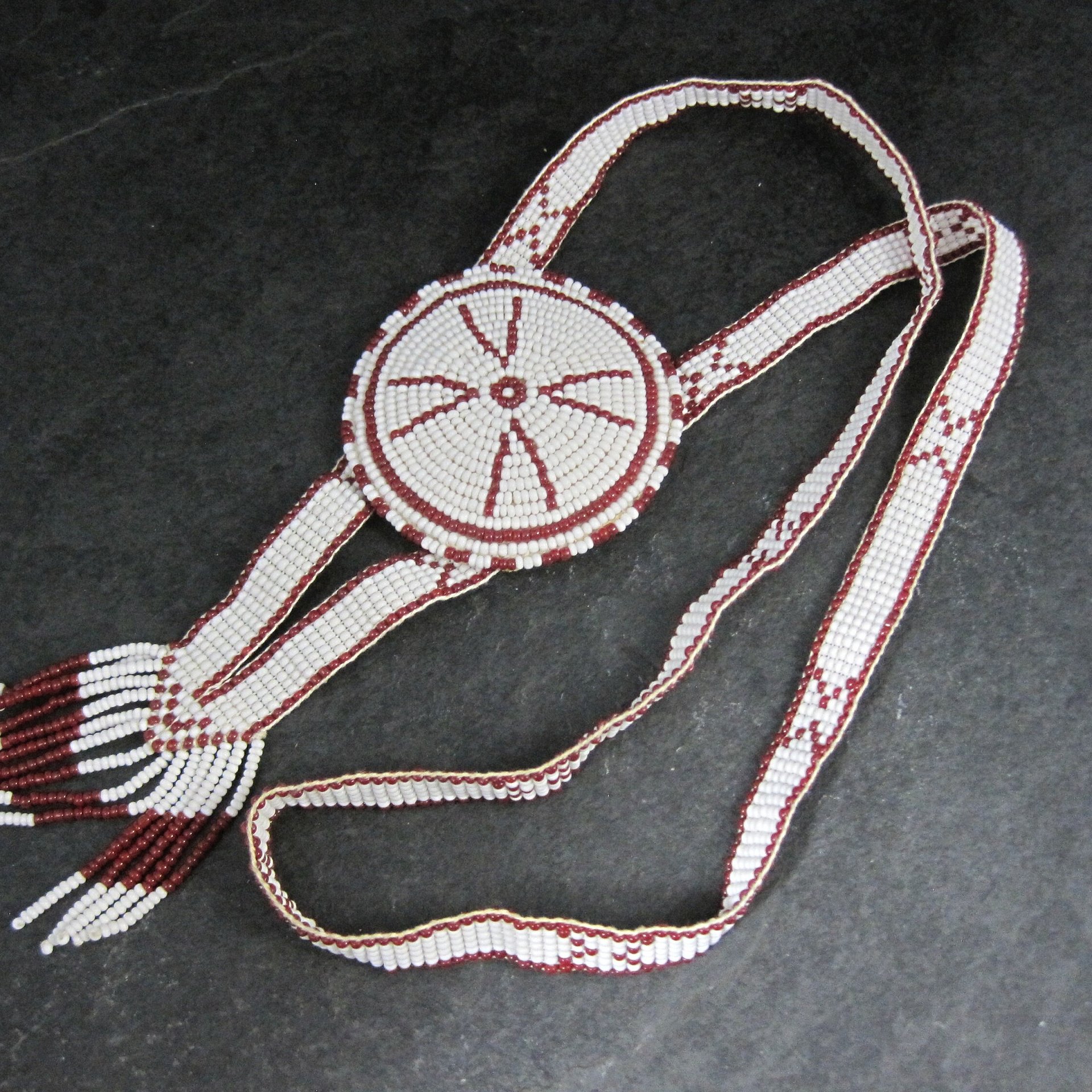 Southwestern Leather Beaded Necklace Vintage Estate