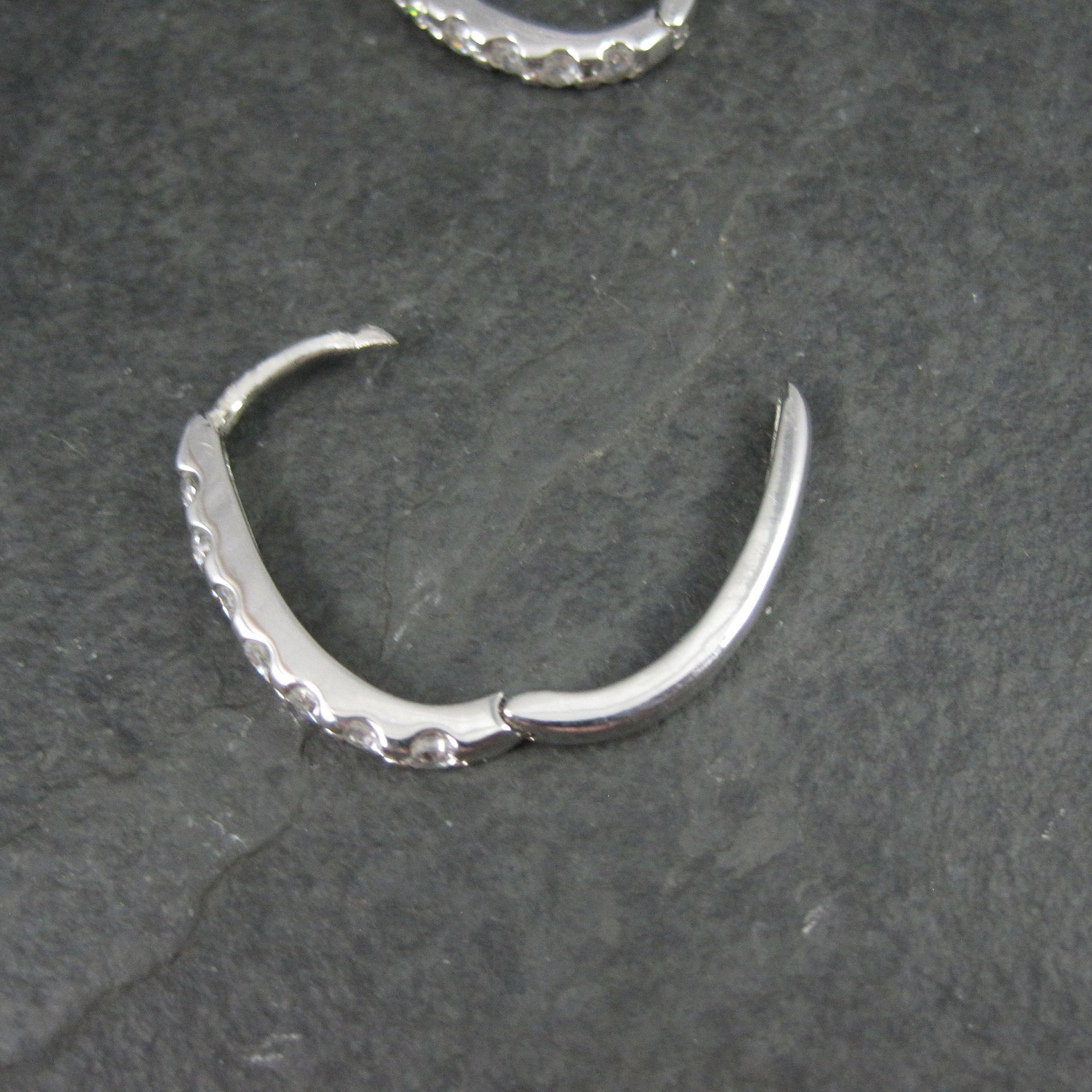 Estate Sterling Cz Latch Oval Hoop Earrings