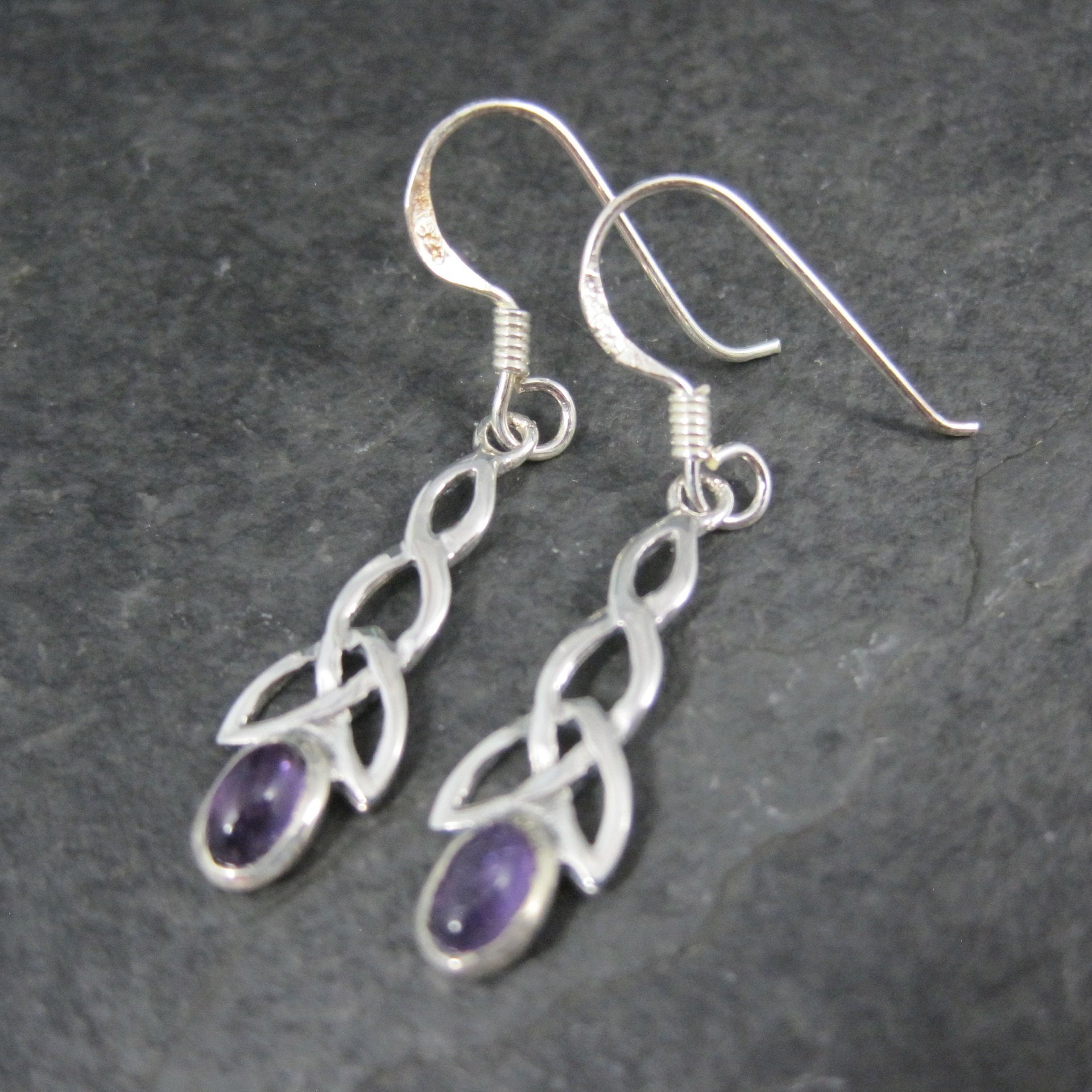 Sterling Celtic Amethyst Earrings NOS