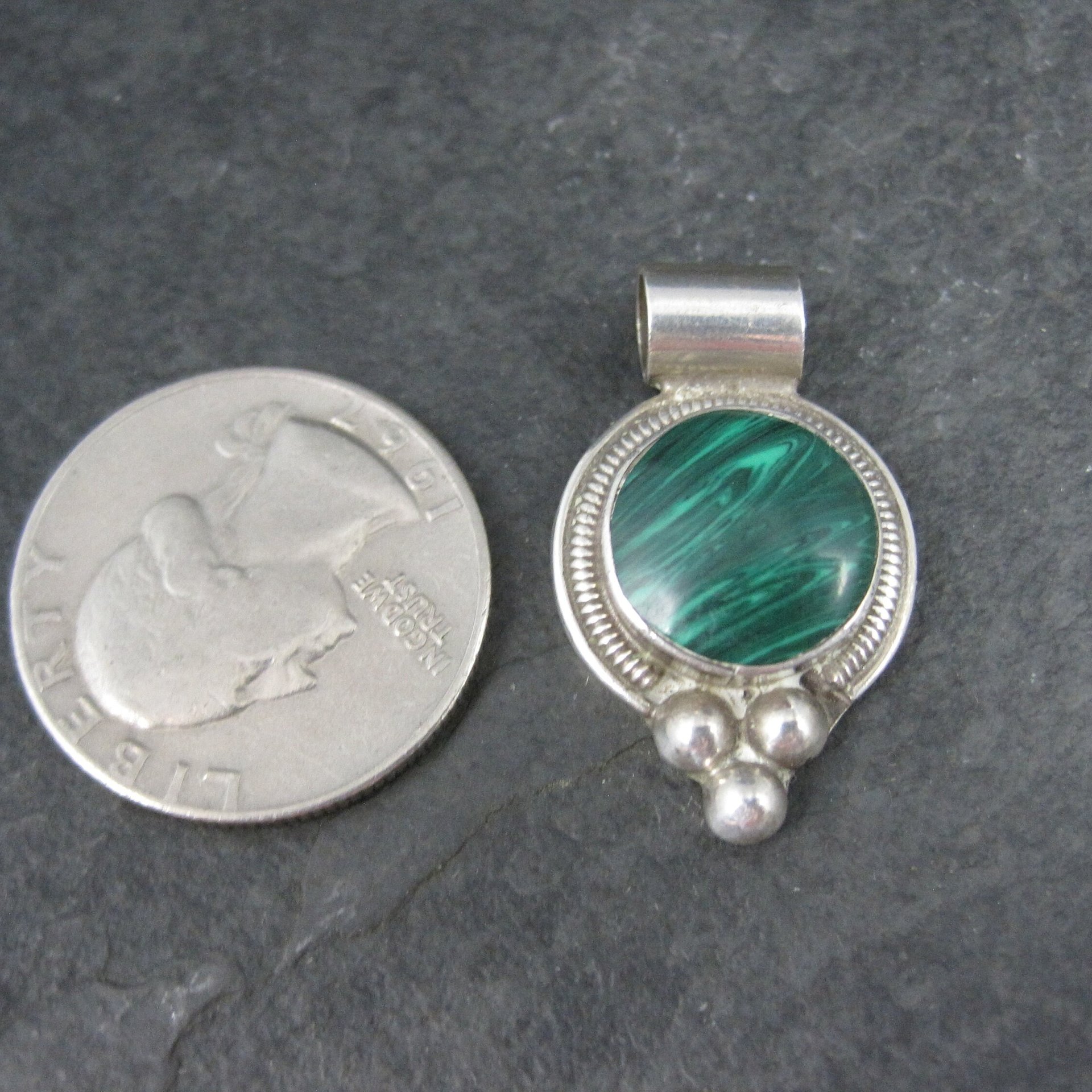 Mexican Sterling Malachite Pendant