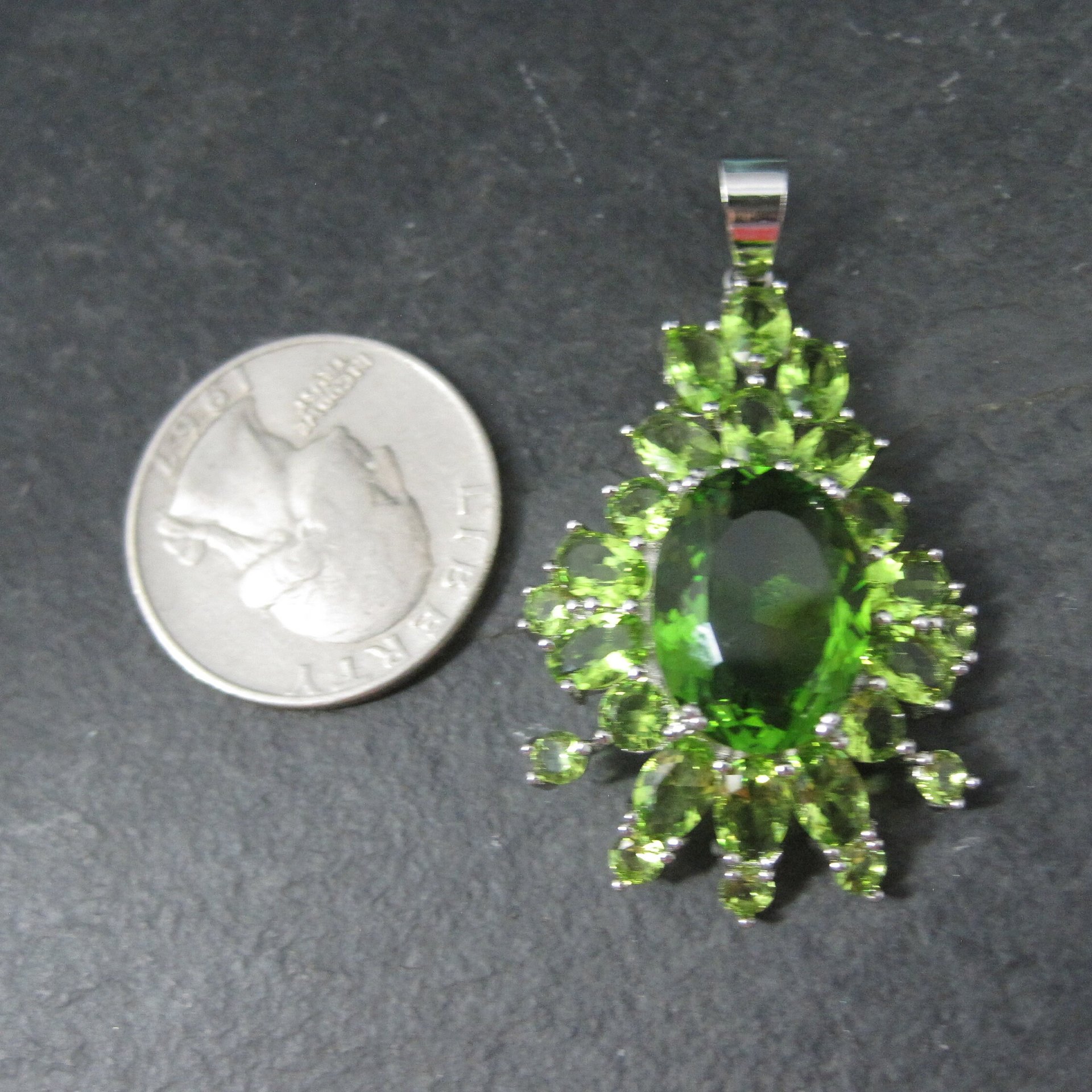 Estate Sterling Green Cubic Zirconia Pendant
